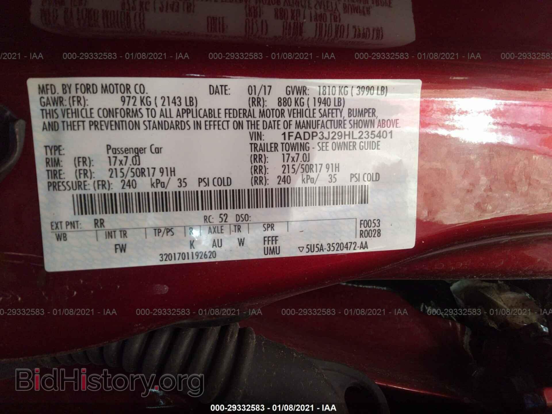 2017 FORD FOCUS - VIN: 1FADP3J29HL235401 - Фото 9