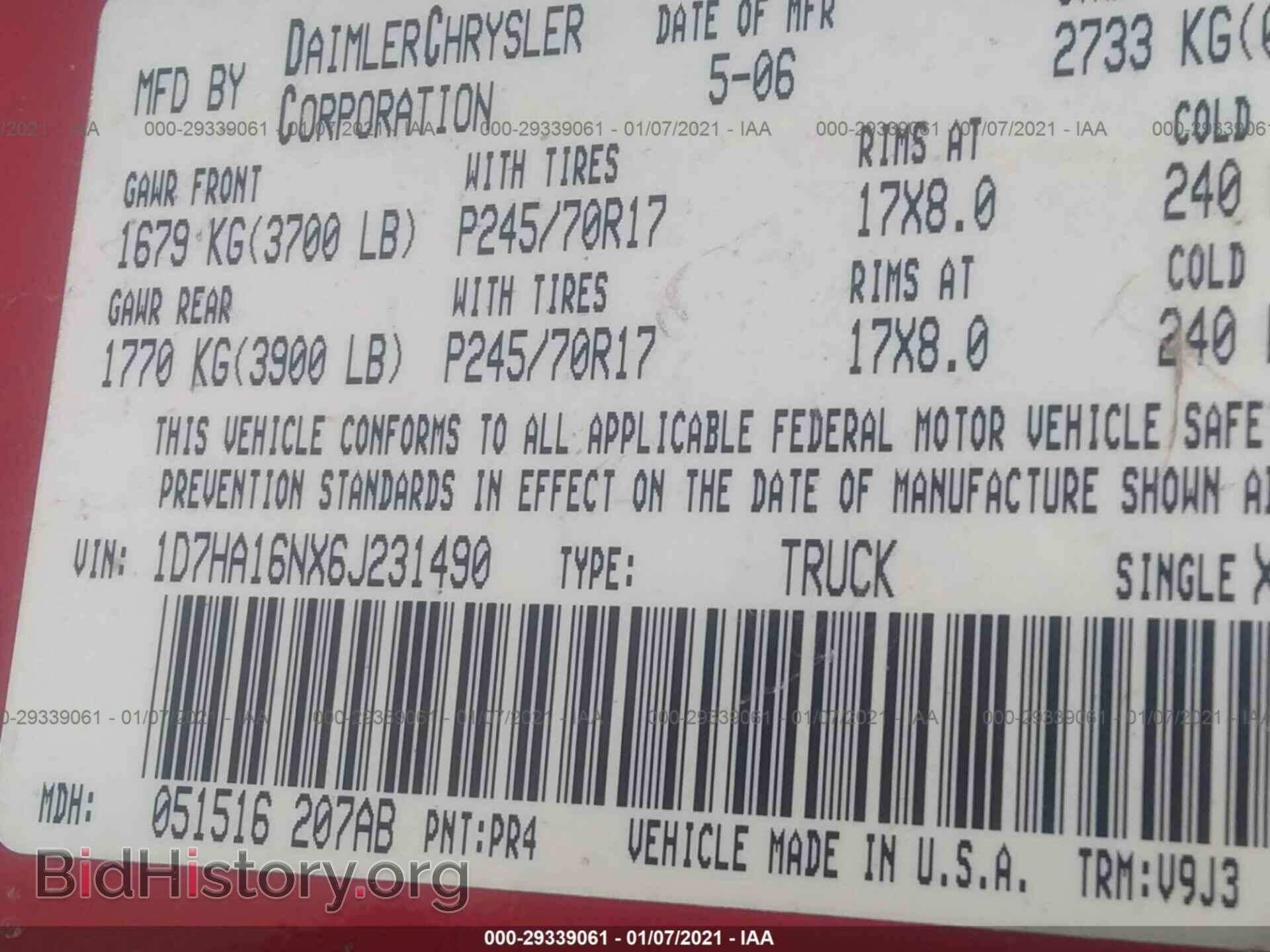2006 DODGE RAM 1500 - VIN: 1D7HA16NX6J231490 - Фото 9