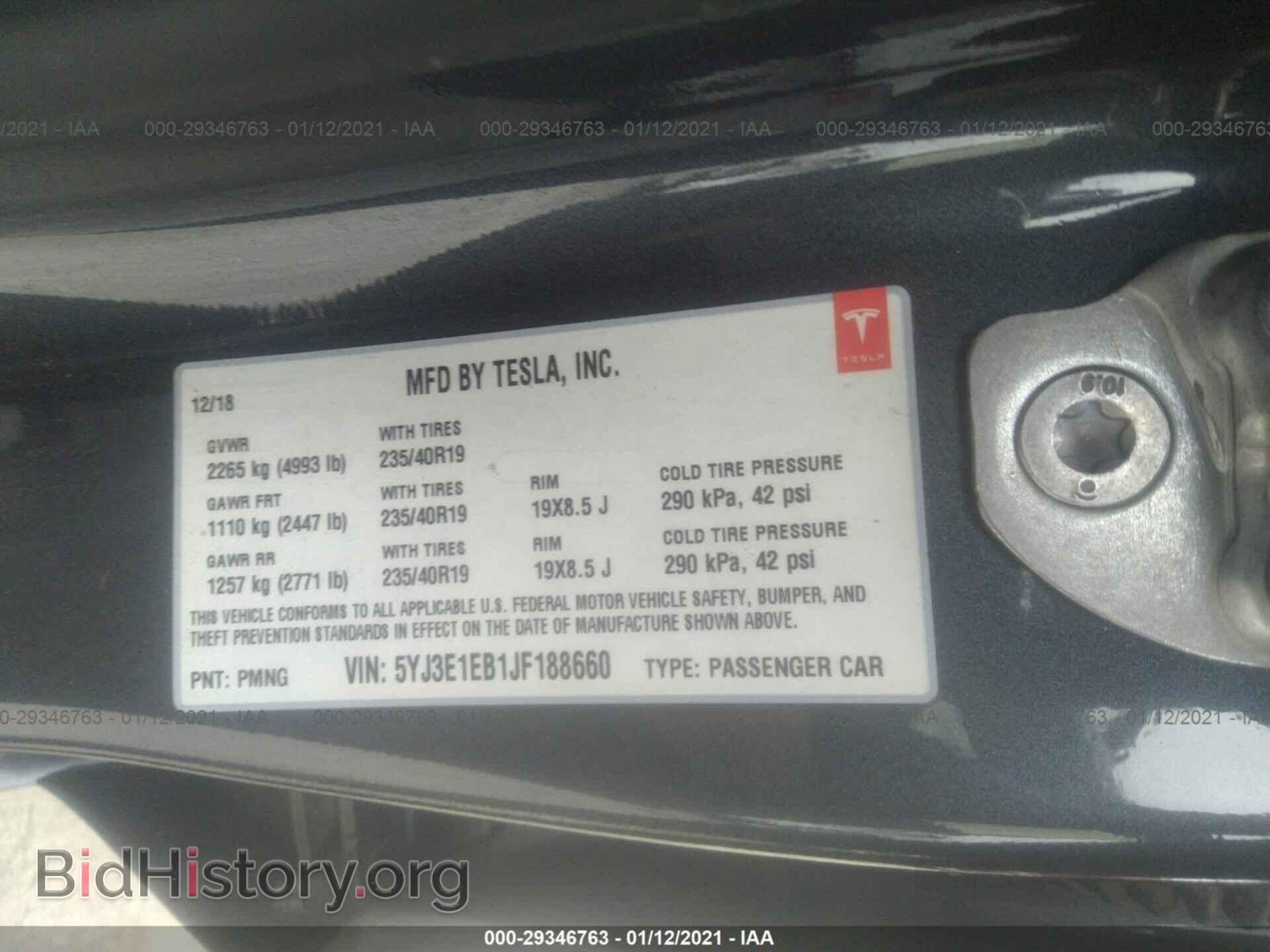 2018 TESLA MODEL 3 - VIN: 5YJ3E1EB1JF188660 - Фото 9