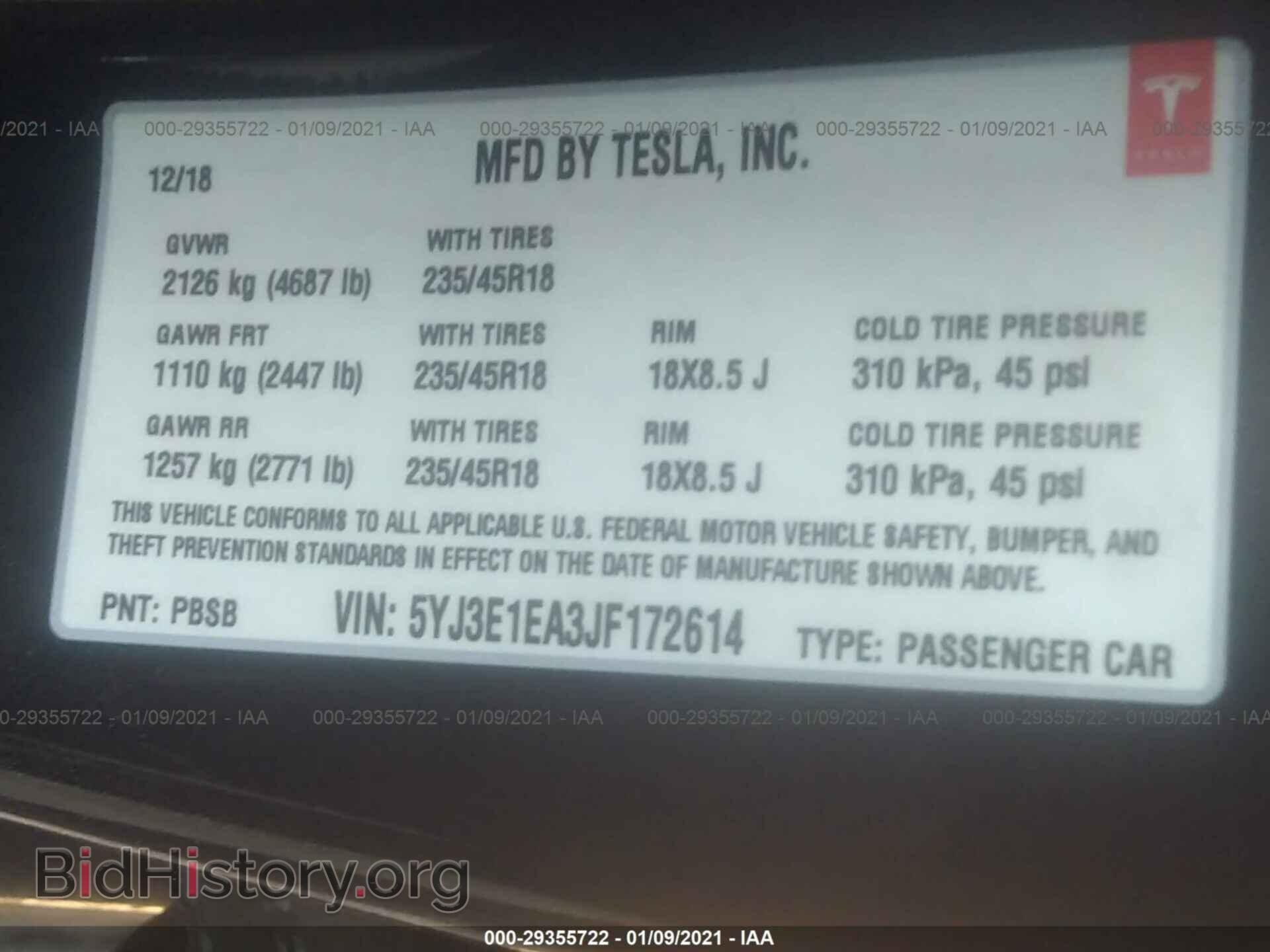 2018 TESLA MODEL 3 - VIN: 5YJ3E1EA3JF172614 - Photo 9