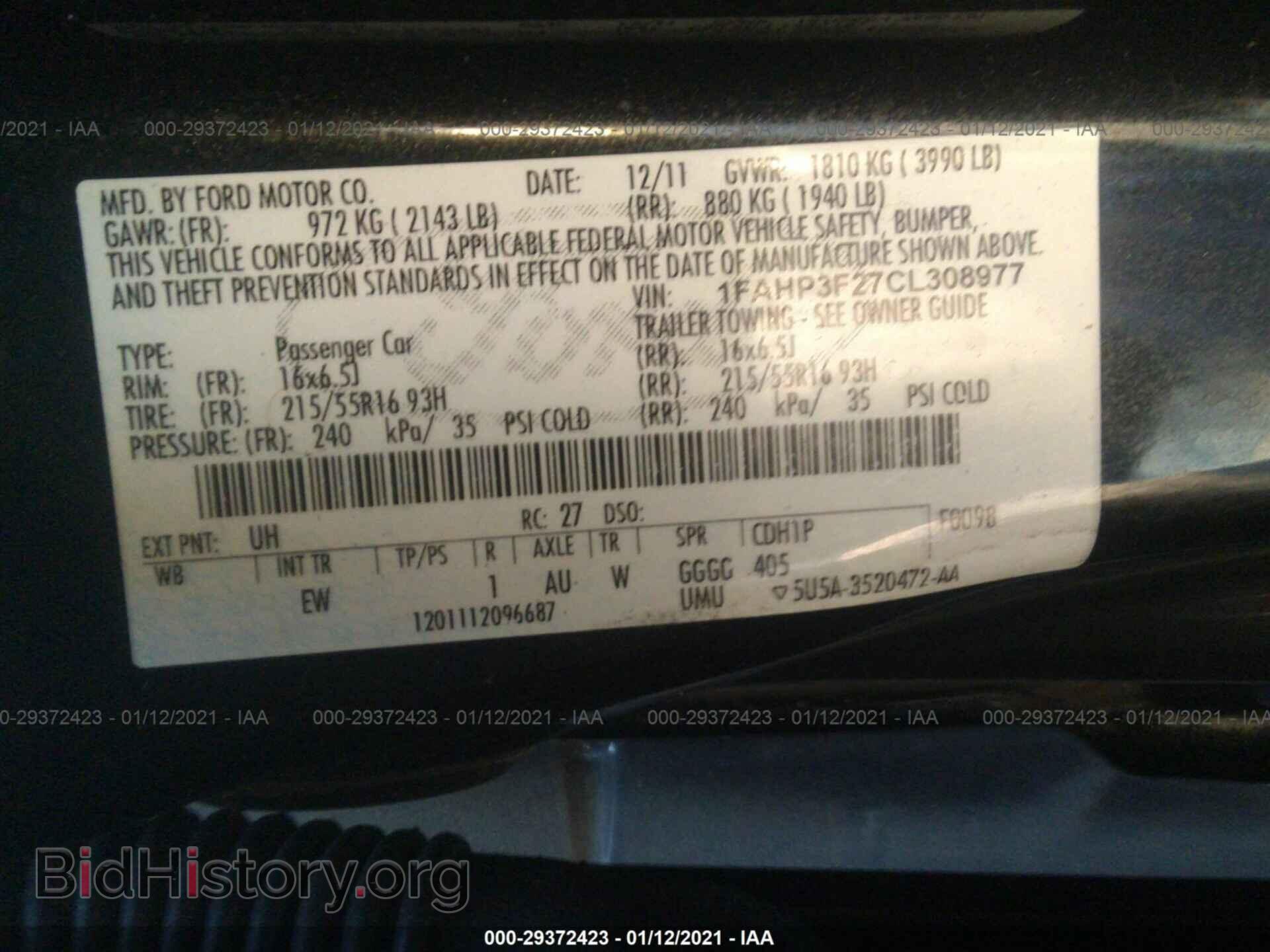2012 FORD FOCUS - VIN: 1FAHP3F27CL308977 - Фото 9