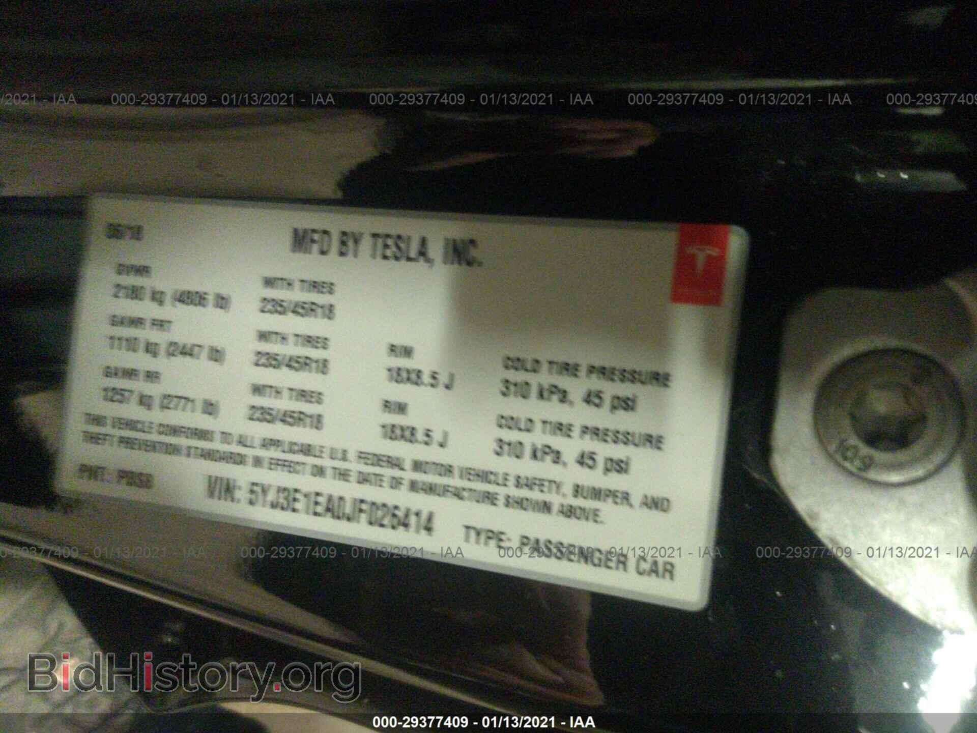 2018 TESLA MODEL 3 - VIN: 5YJ3E1EA0JF026414 - Фото 9