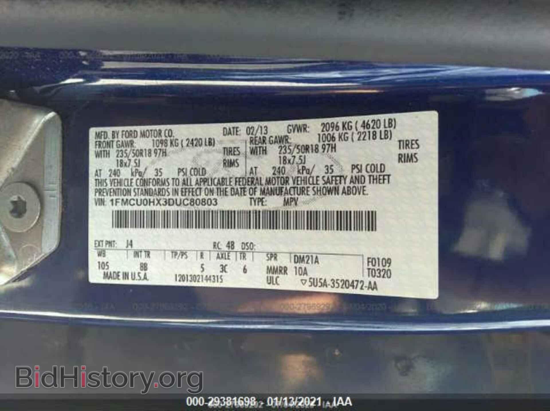 2013 FORD ESCAPE - VIN: 1FMCU0HX3DUC80803 - Фото 9
