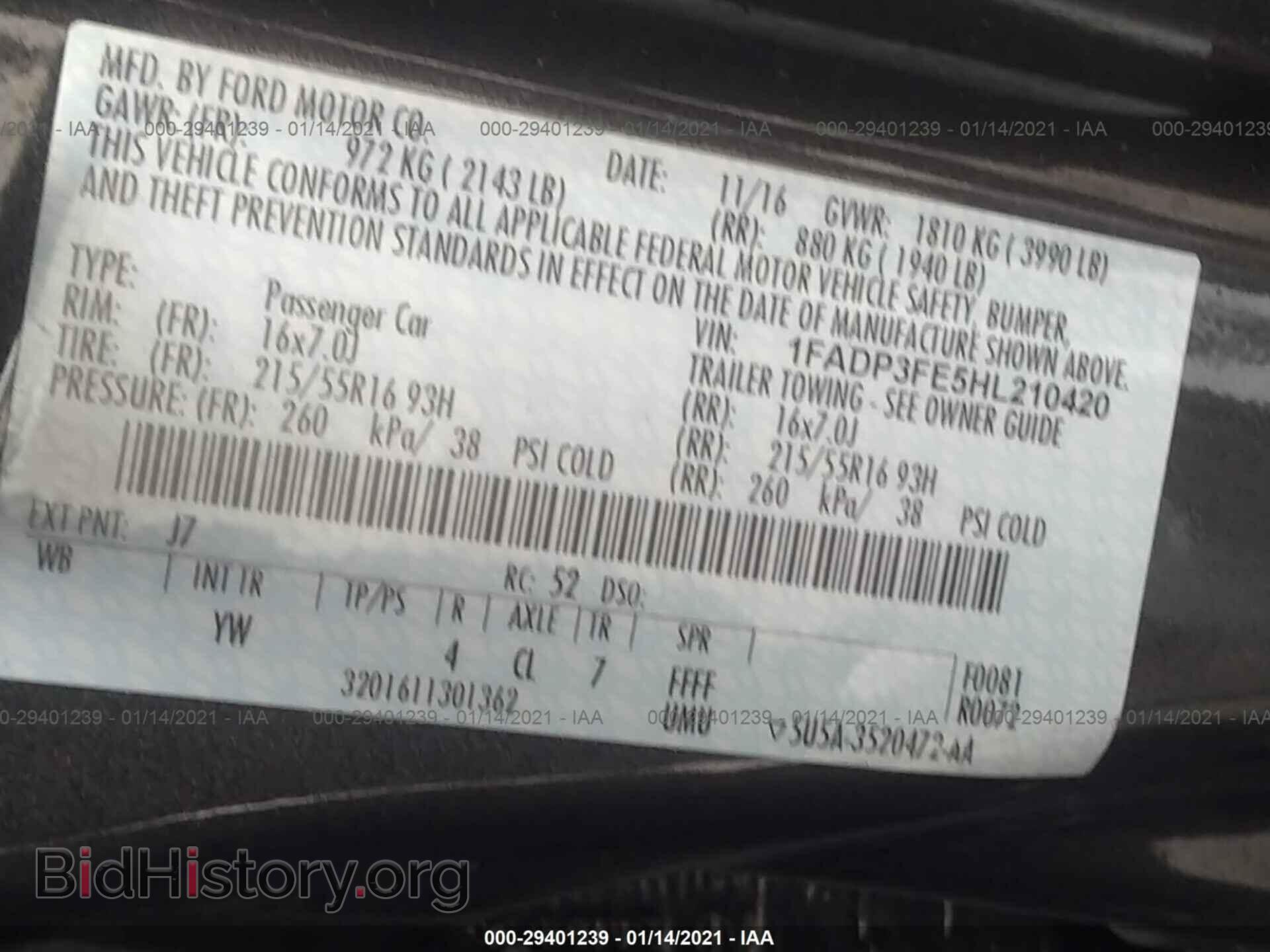 2017 FORD FOCUS - VIN: 1FADP3FE5HL210420 - Фото 9
