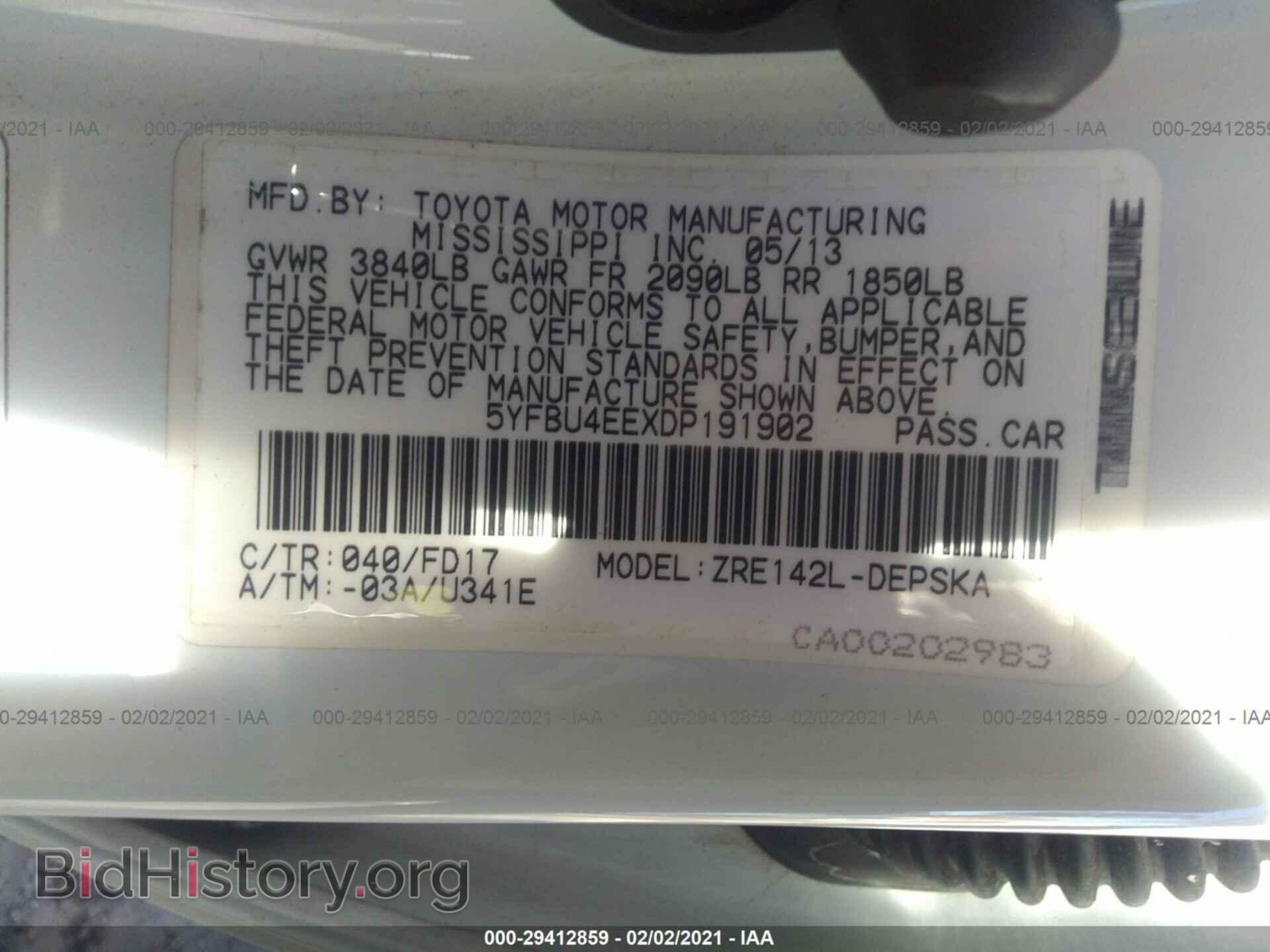 2013 TOYOTA COROLLA - VIN: 5YFBU4EEXDP191902 - Фото 9
