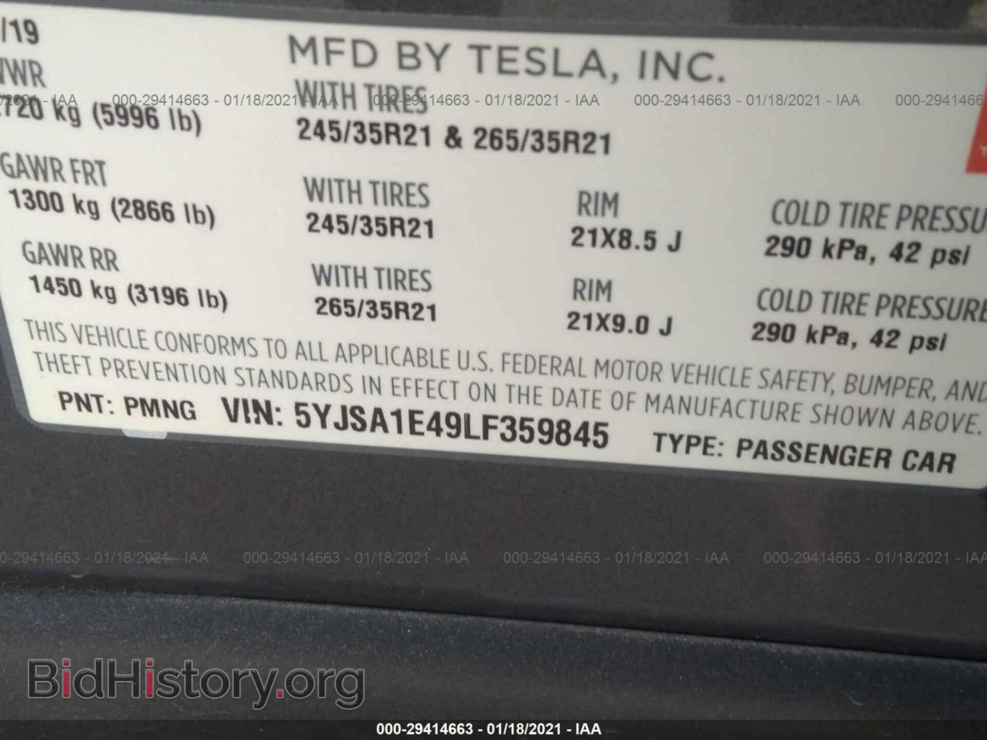 2020 TESLA MODEL S - VIN: 5YJSA1E49LF359845 - Photo 9