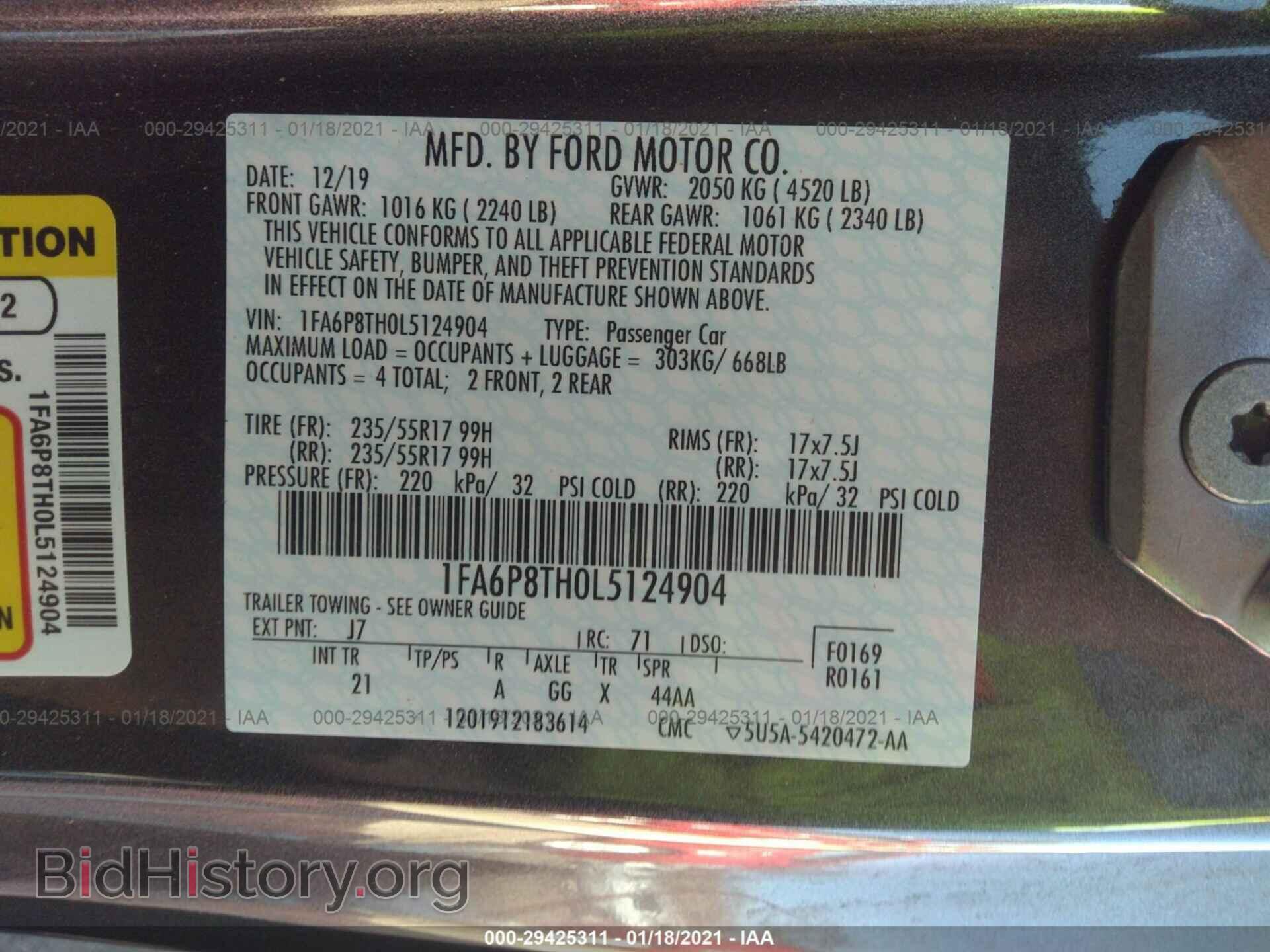 2020 FORD MUSTANG - VIN: 1FA6P8TH0L5124904 - Фото 9