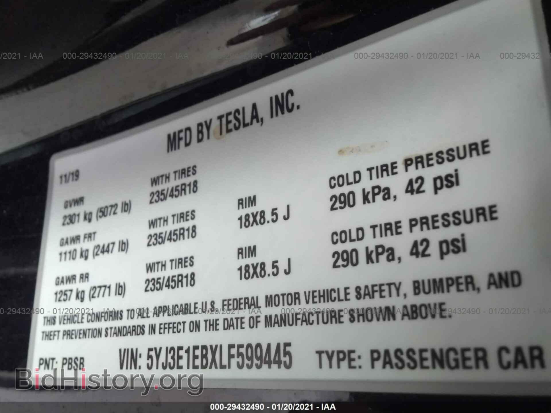 2020 TESLA MODEL 3 - VIN: 5YJ3E1EBXLF599445 - Photo 9