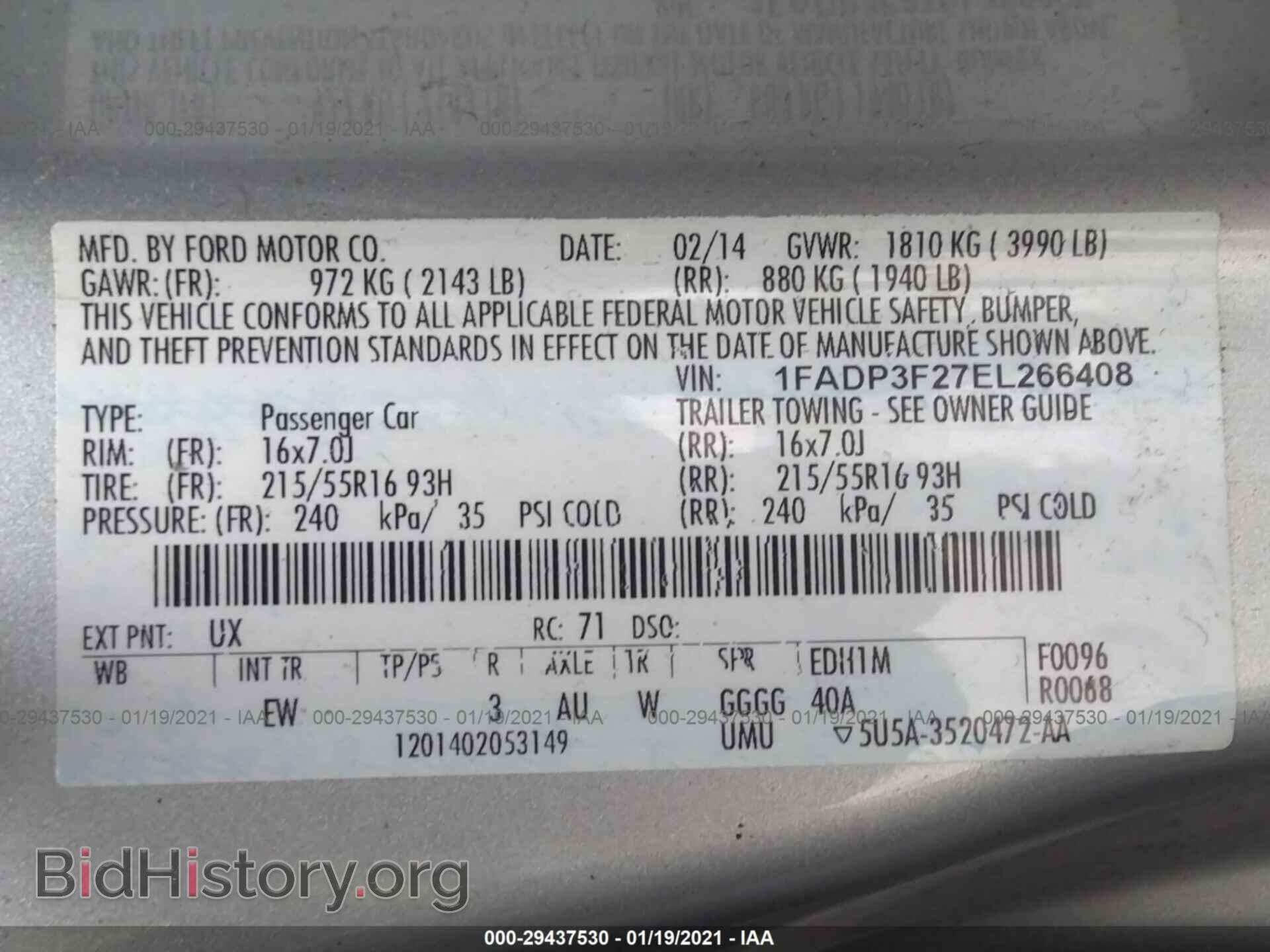 2014 FORD FOCUS - VIN: 1FADP3F27EL266408 - Фото 9