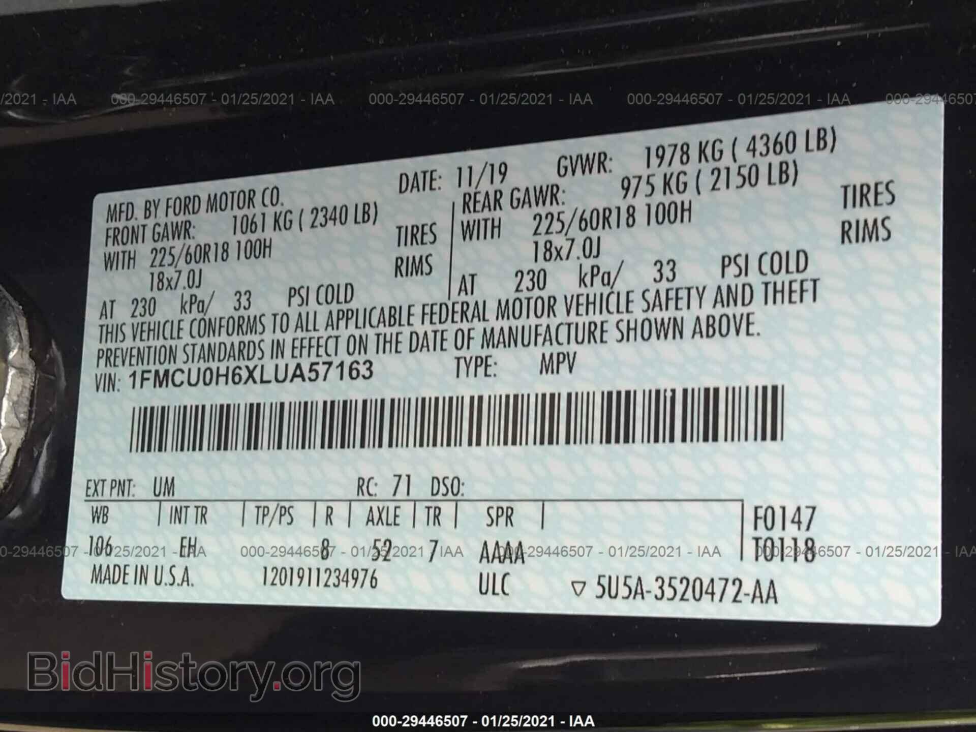 2020 FORD ESCAPE - VIN: 1FMCU0H6XLUA57163 - Photo 9