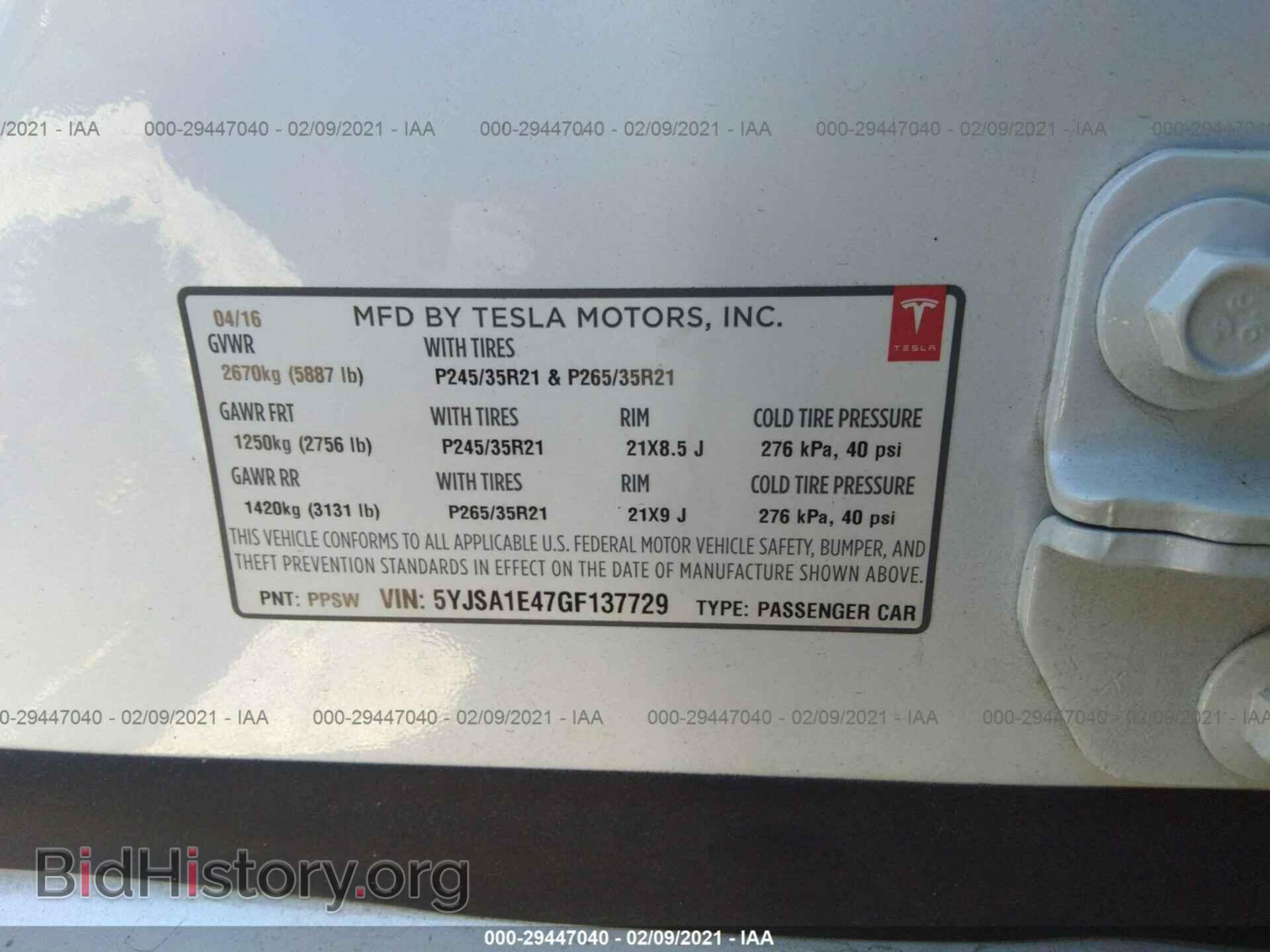 2016 TESLA MODEL S - VIN: 5YJSA1E47GF137729 - Photo 9