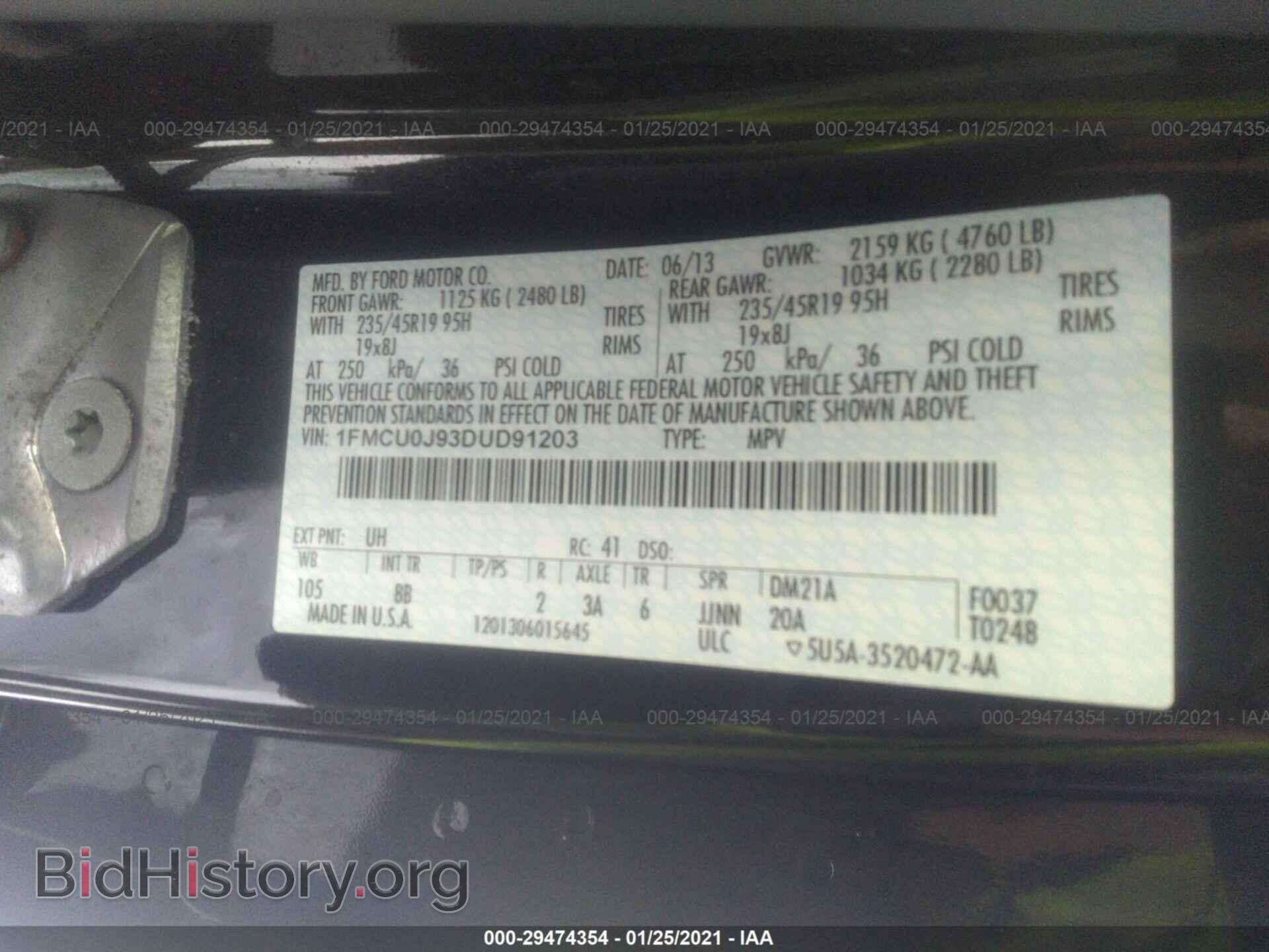 2013 FORD ESCAPE - VIN: 1FMCU0J93DUD91203 - Фото 9
