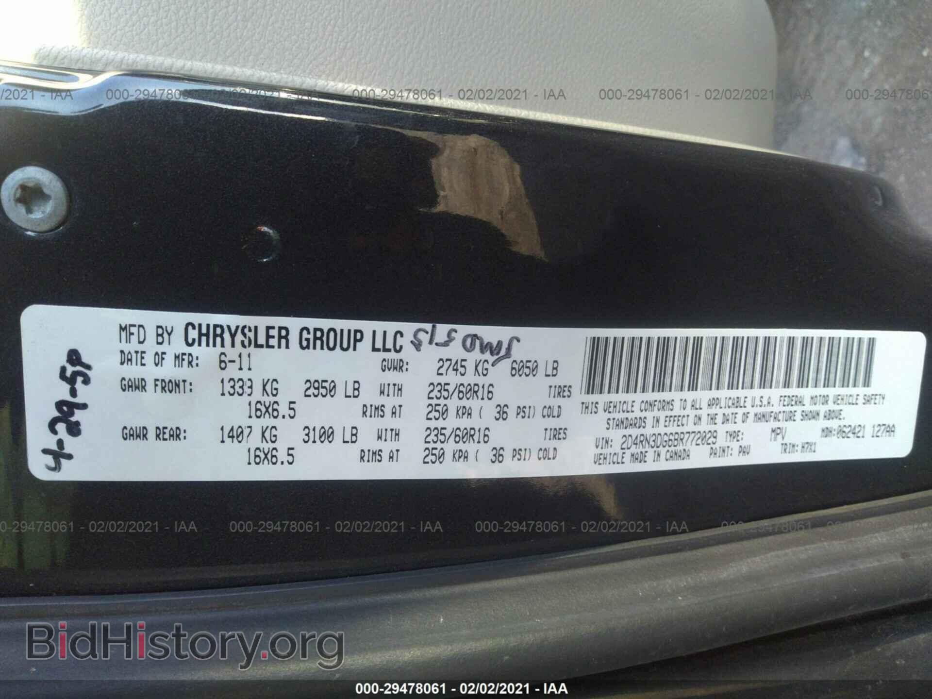 2011 DODGE GRAND CARAVAN - VIN: 2D4RN3DG6BR772029 - Фото 9