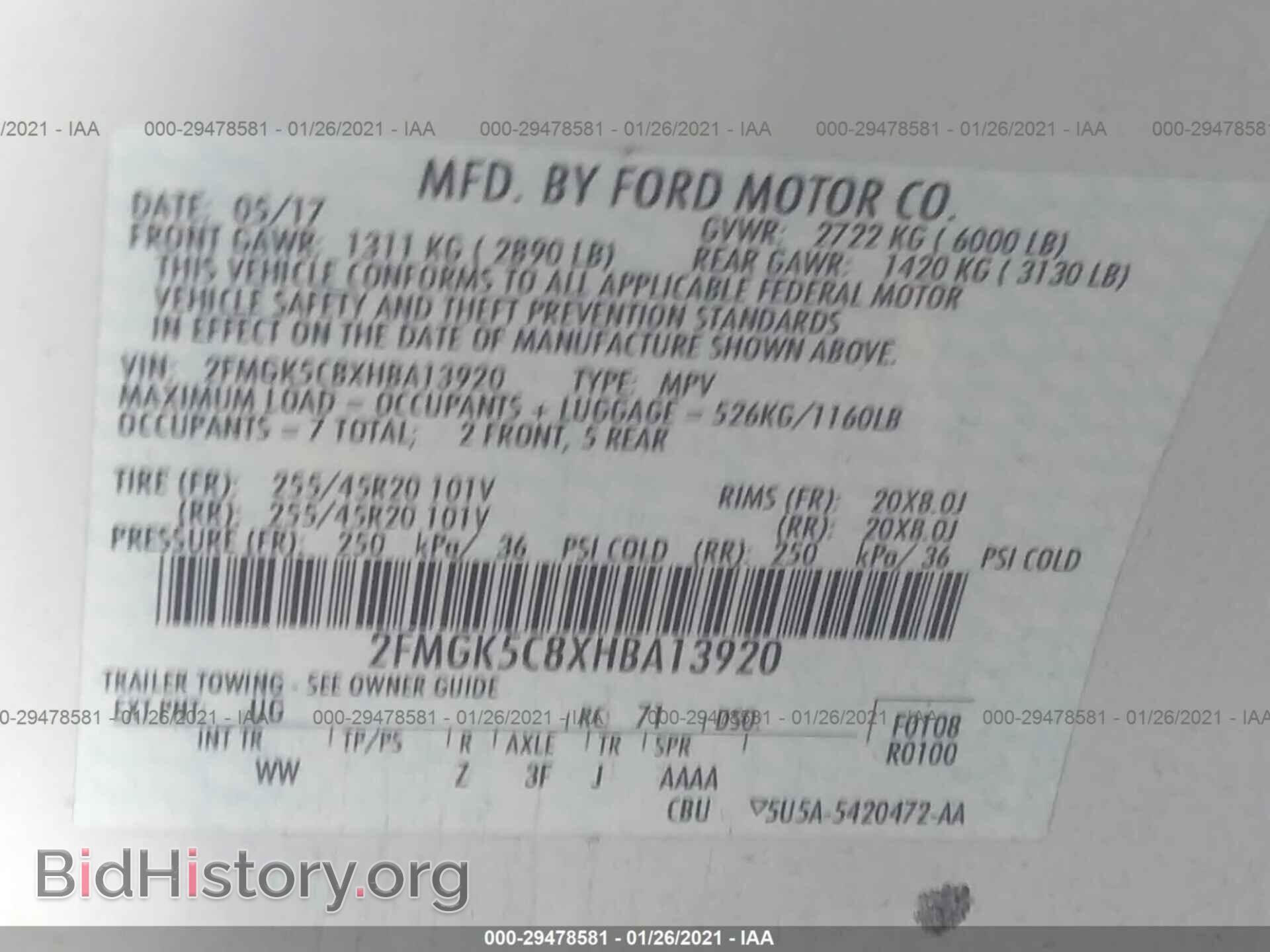 2017 FORD FLEX - VIN: 2FMGK5C8XHBA13920 - Photo 9