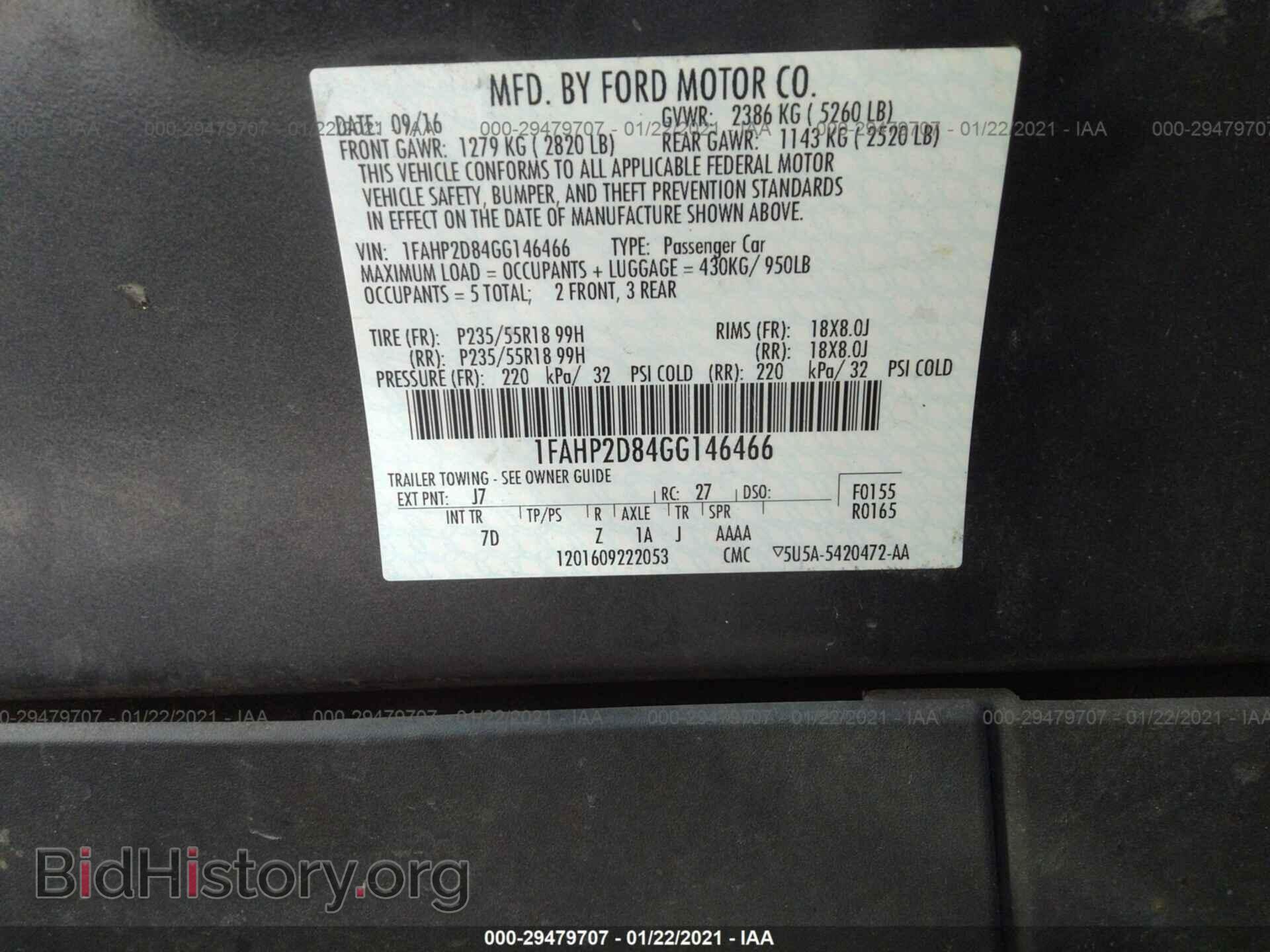 2016 FORD TAURUS - VIN: 1FAHP2D84GG146466 - Photo 9