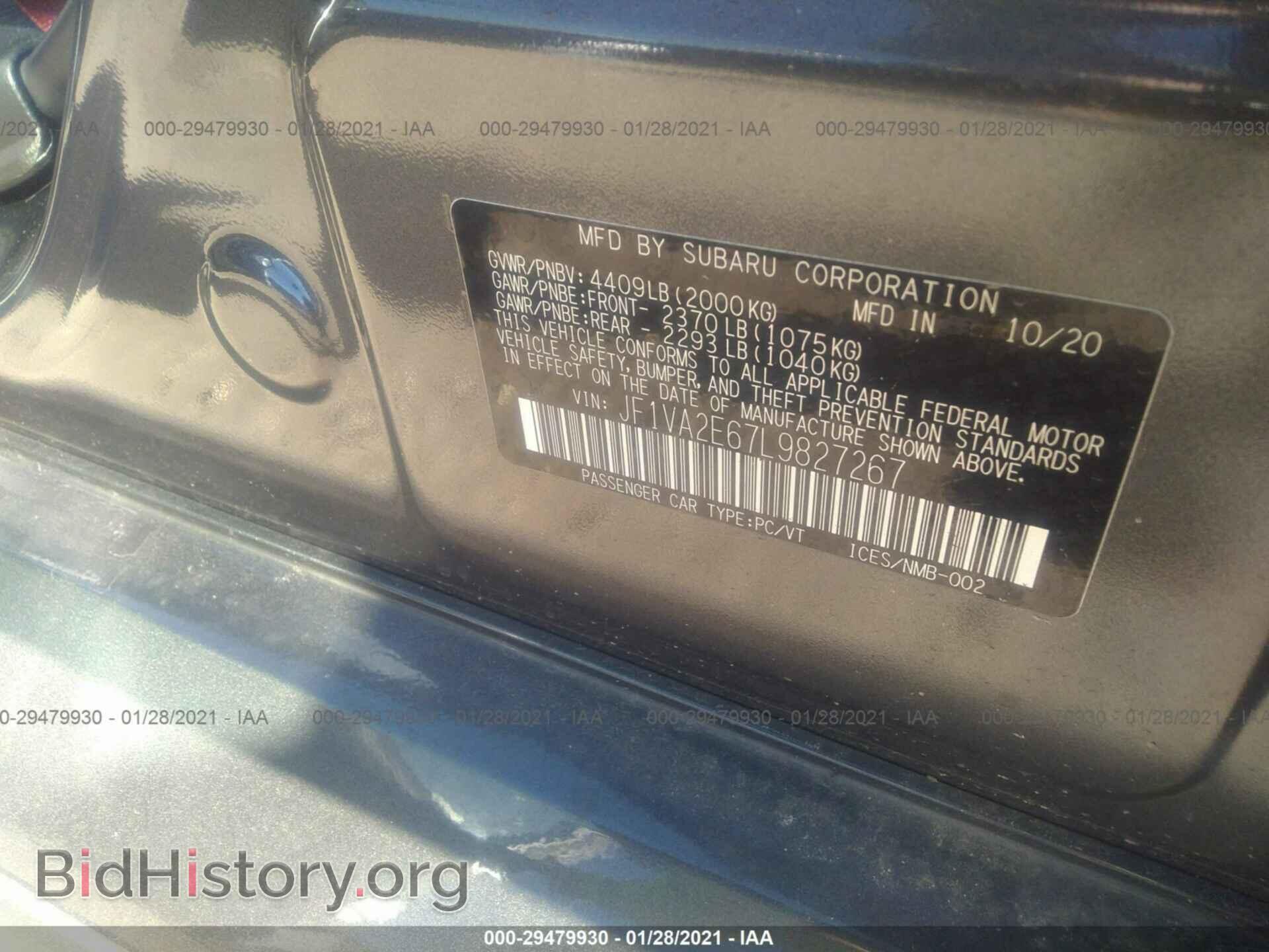 2020 SUBARU WRX - VIN: JF1VA2E67L9827267 - Фото 9
