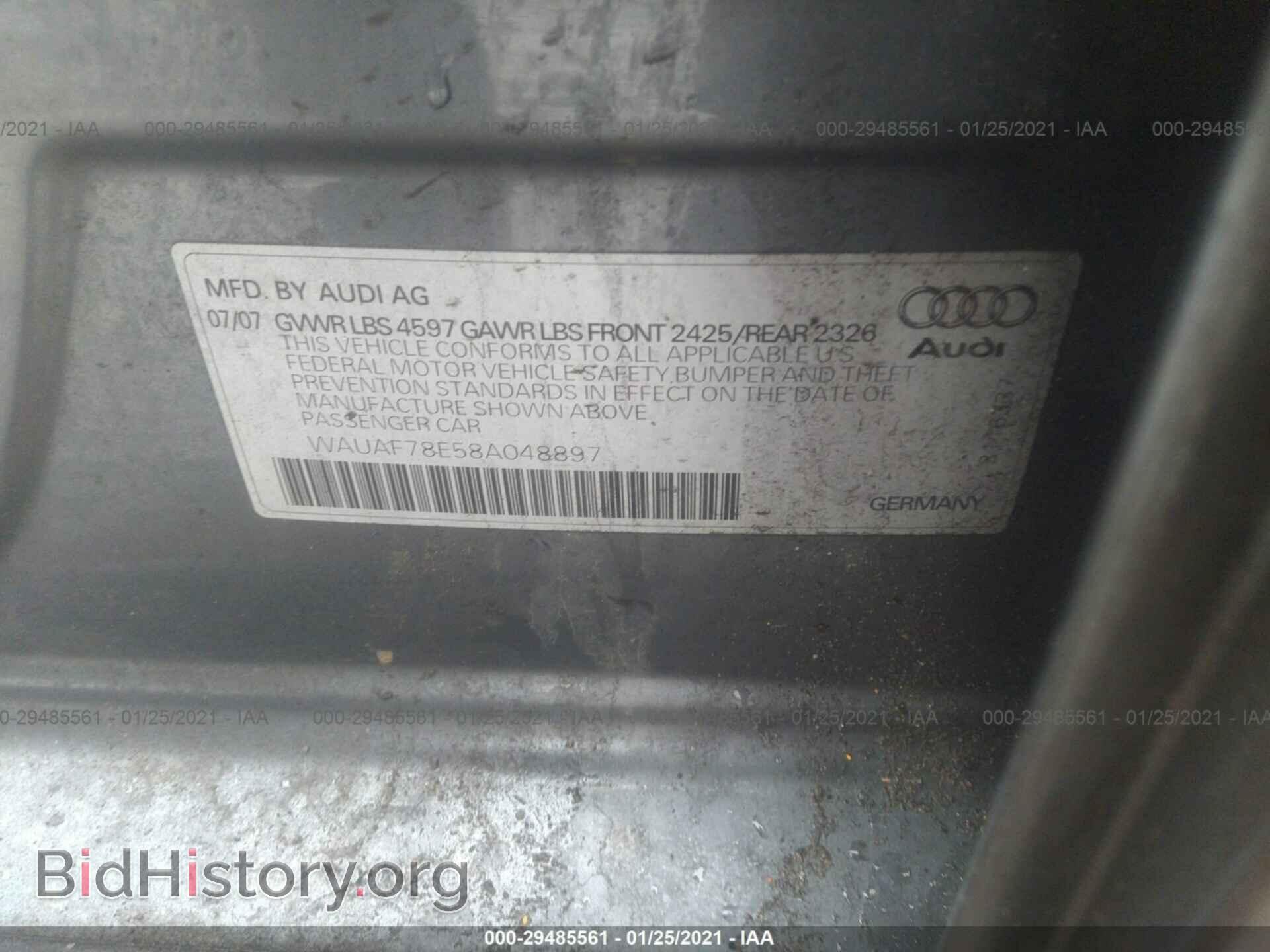 2008 AUDI A4 - VIN: WAUAF78E58A048897 - Фото 9