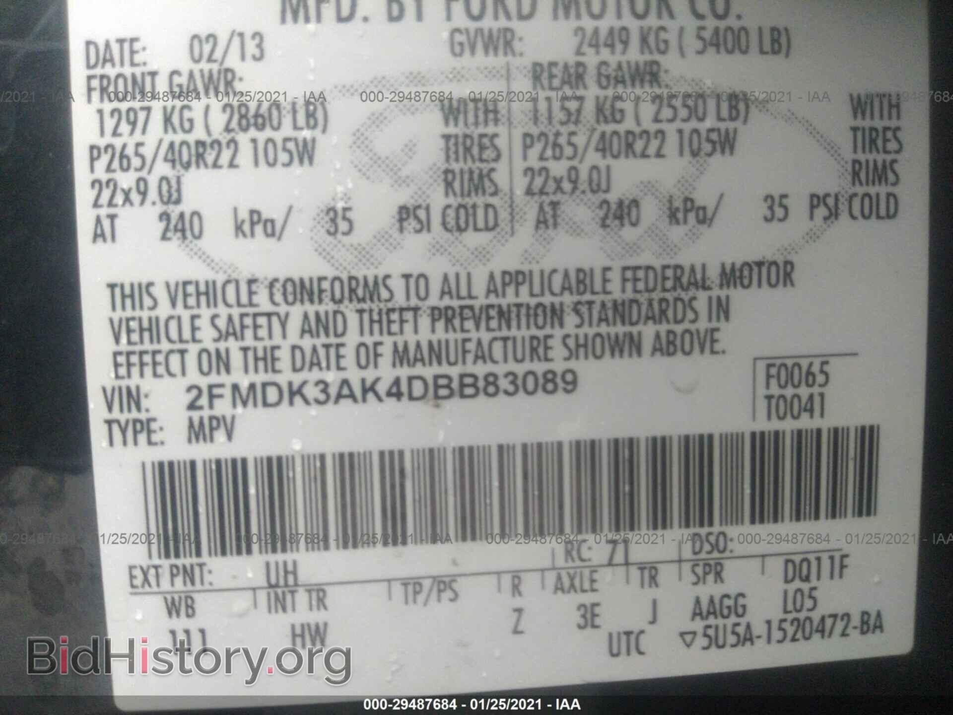 2013 FORD EDGE - VIN: 2FMDK3AK4DBB83089 - Фото 9