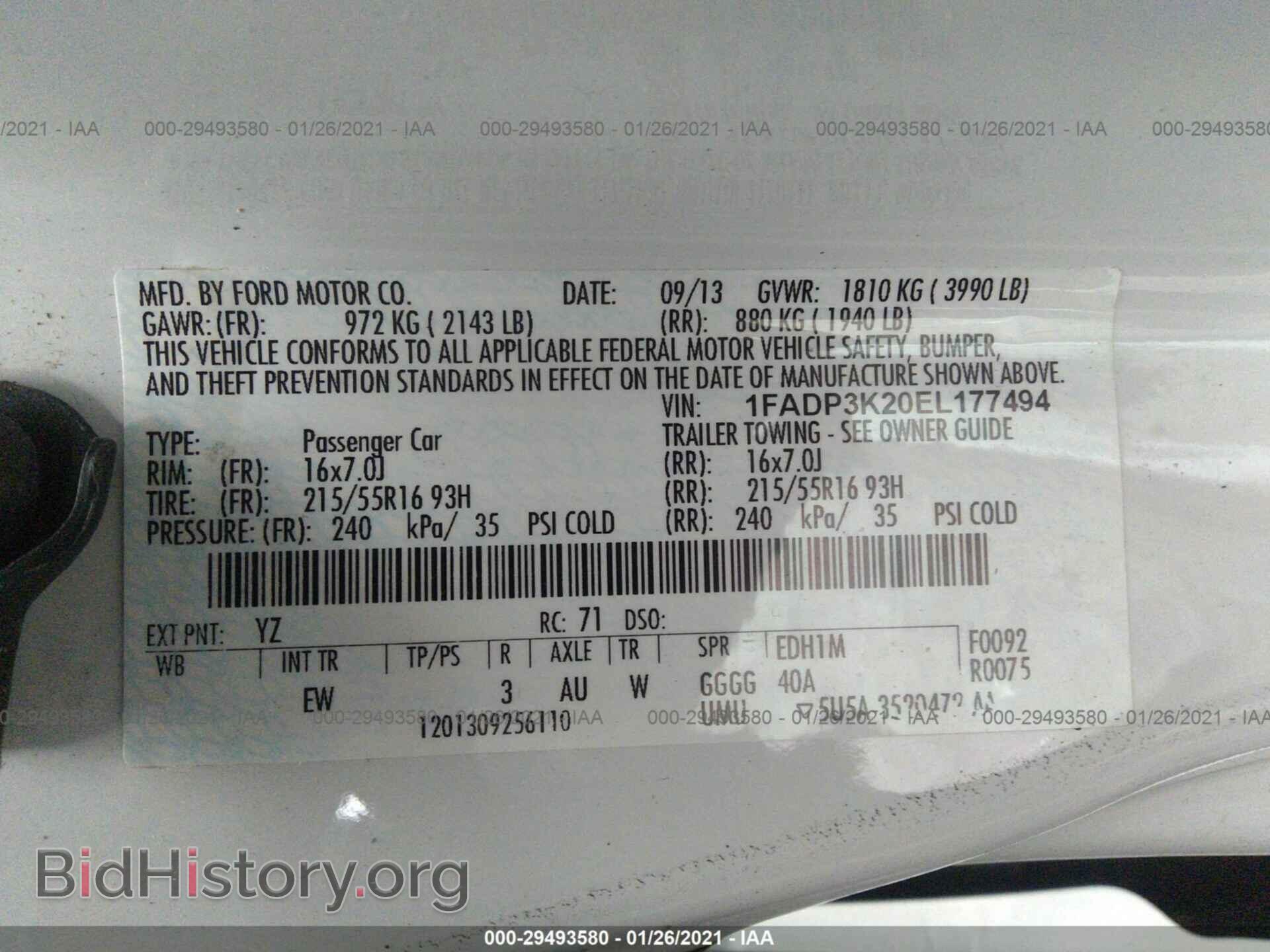 2014 FORD FOCUS - VIN: 1FADP3K20EL177494 - Фото 9