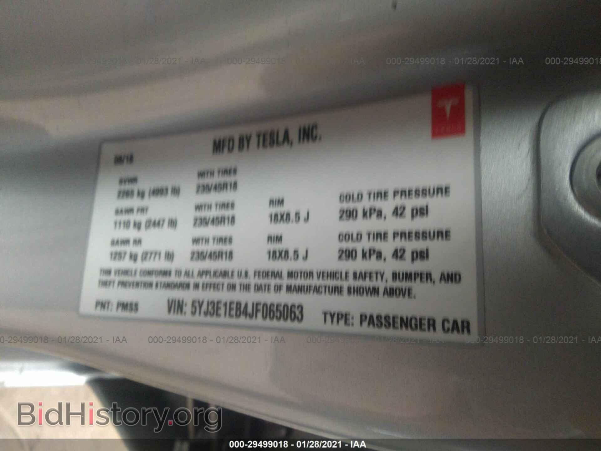 2018 TESLA MODEL 3 - VIN: 5YJ3E1EB4JF065063 - Фото 9