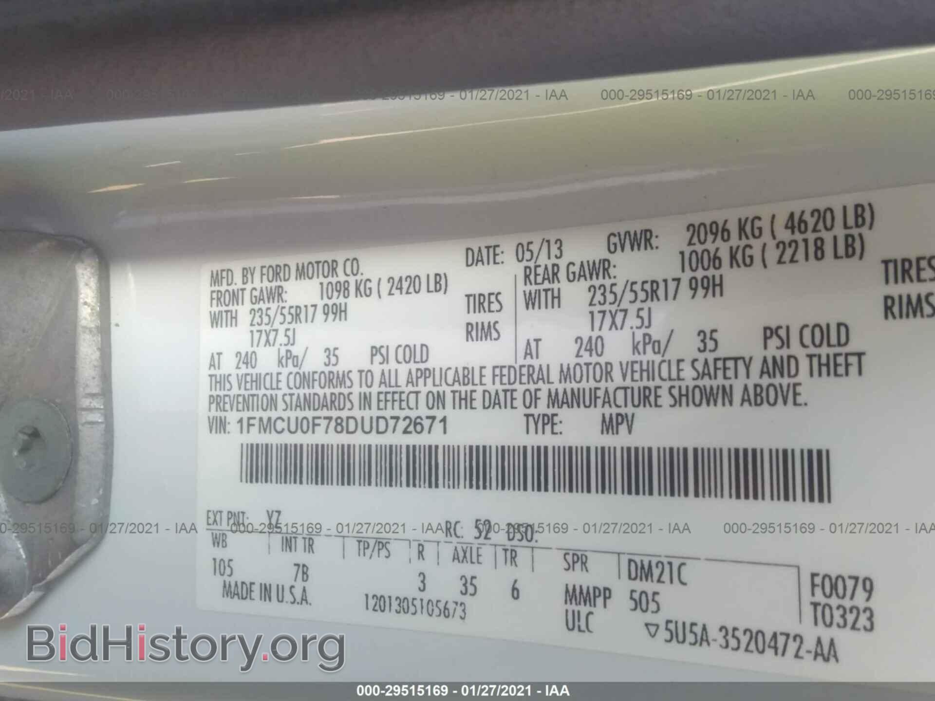 2013 FORD ESCAPE - VIN: 1FMCU0F78DUD72671 - Photo 9