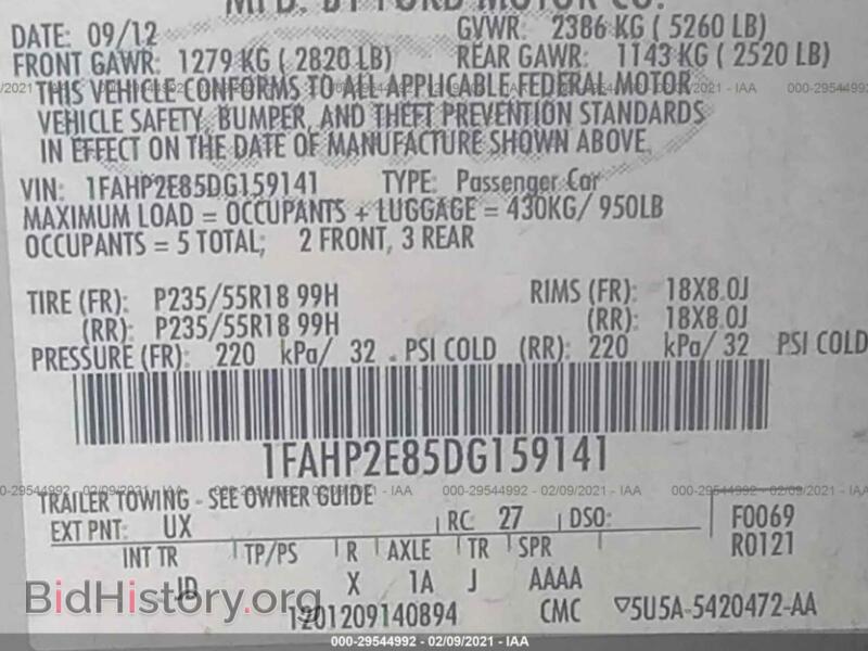 2013 Ford TAURUS (VIN 1FAHP2E85DG159141) — photo 9 of 11