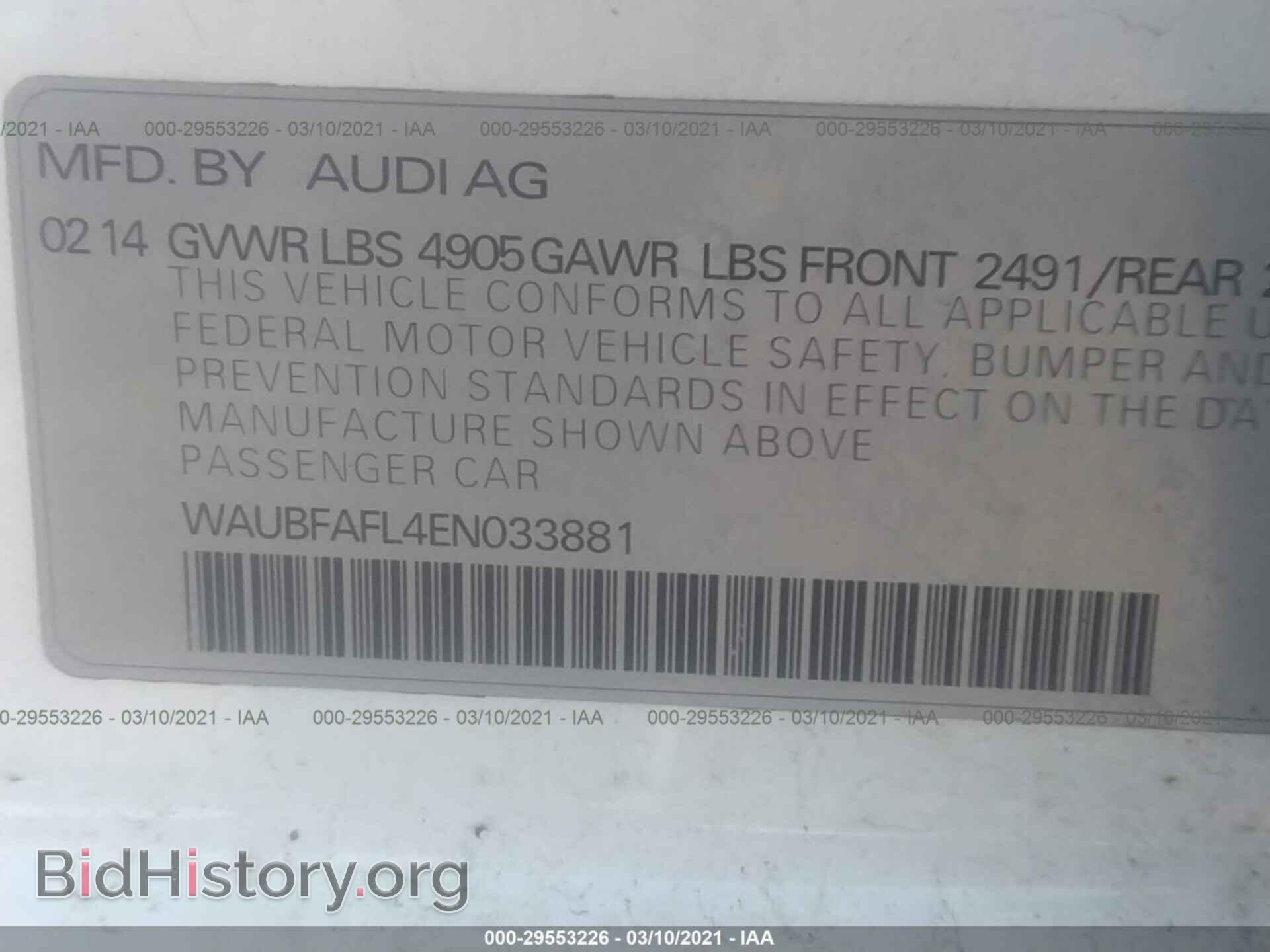 2014 AUDI A4 - VIN: WAUBFAFL4EN033881 - Photo 9