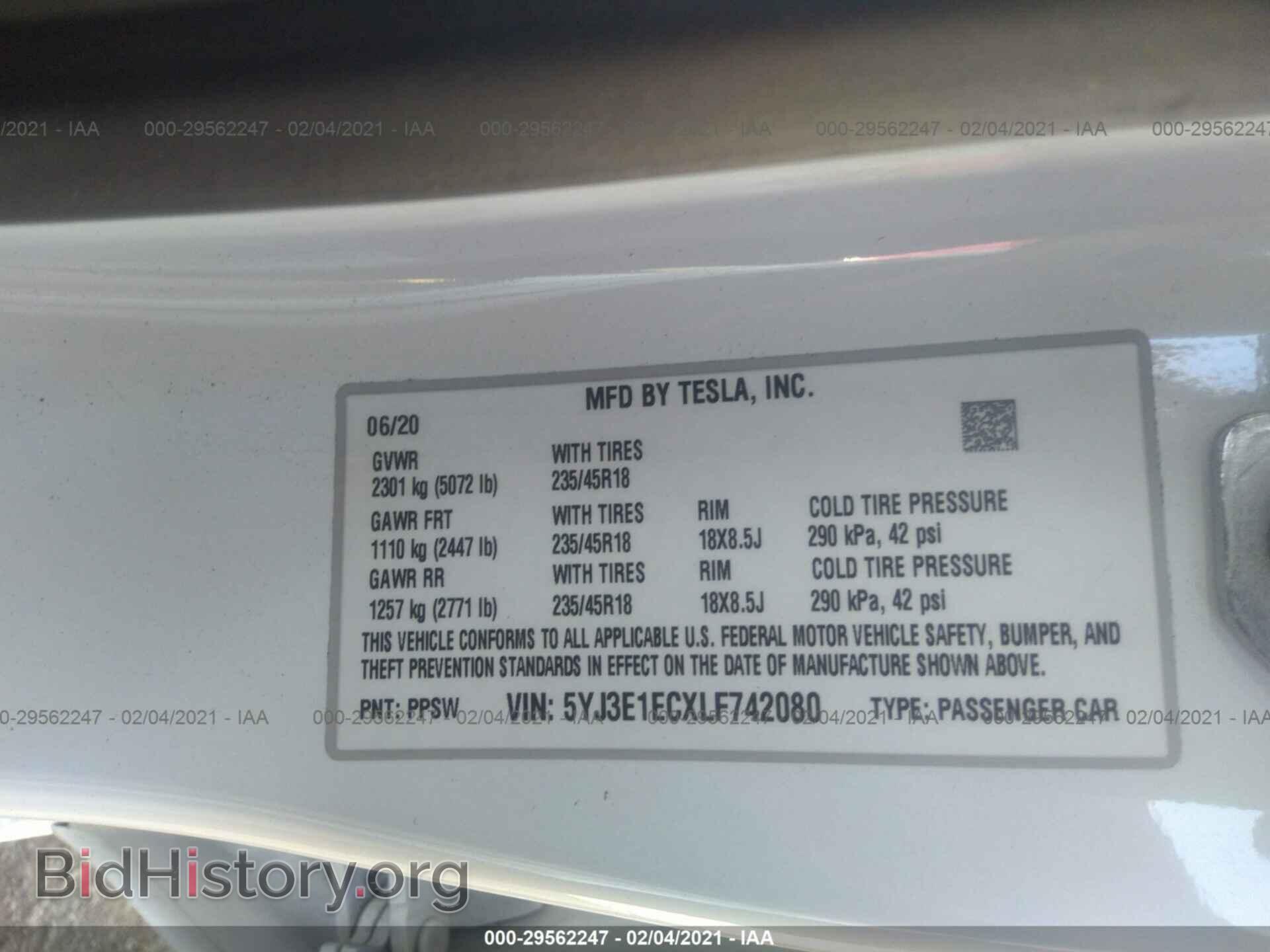 2020 TESLA MODEL 3 - VIN: 5YJ3E1ECXLF742080 - Photo 9