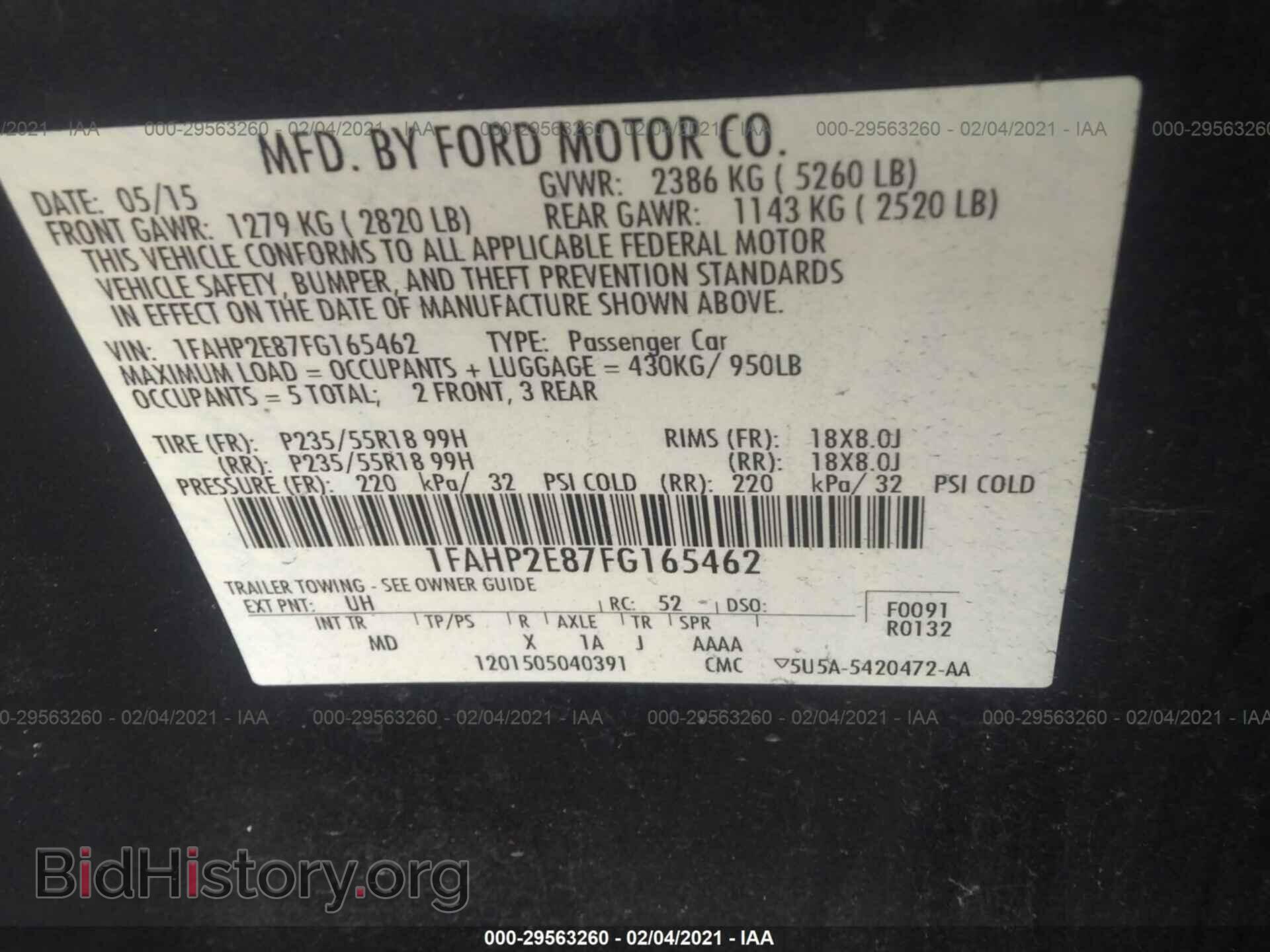 2015 FORD TAURUS - VIN: 1FAHP2E87FG165462 - Фото 9