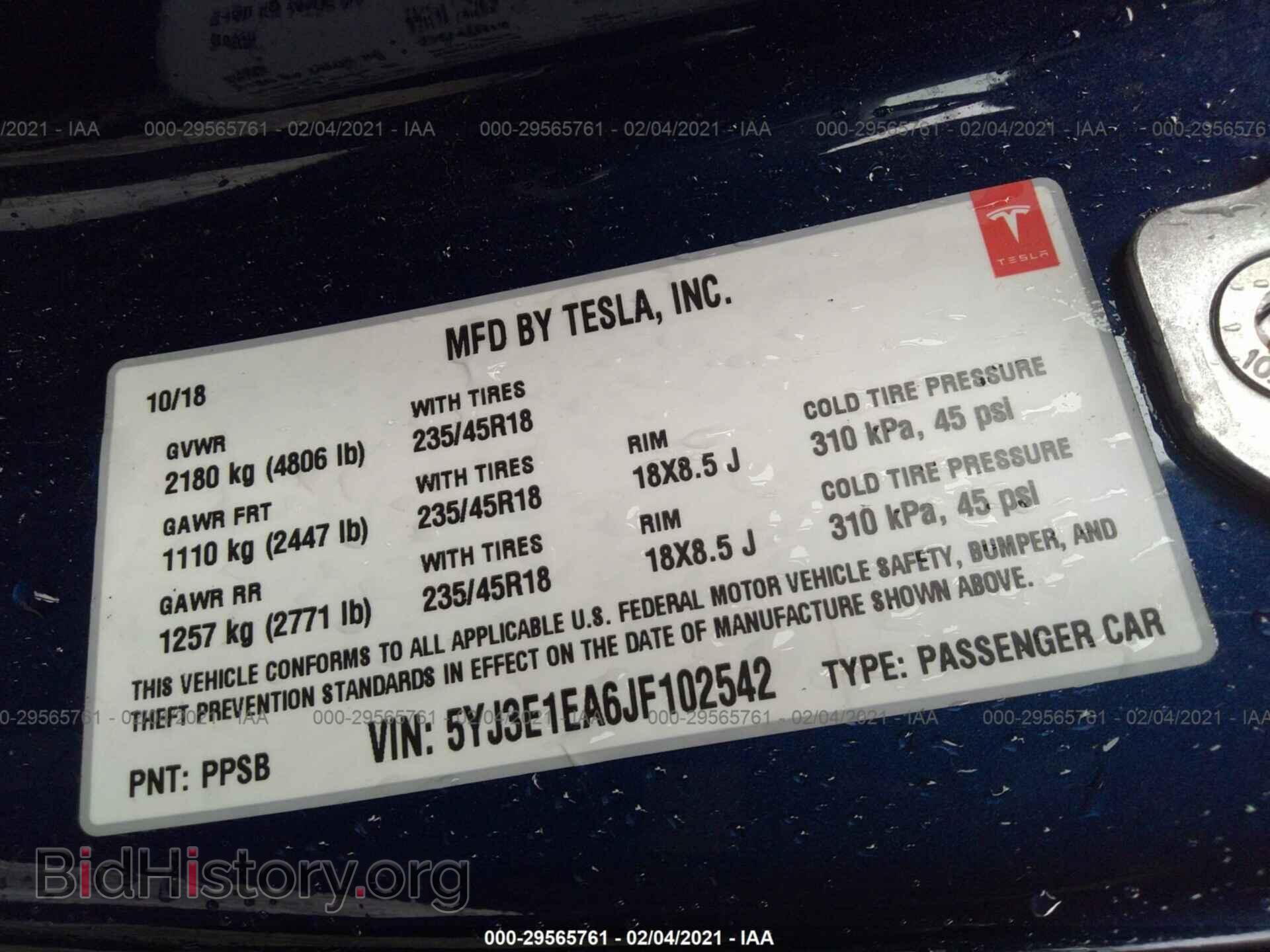 2018 TESLA MODEL 3 - VIN: 5YJ3E1EA6JF102542 - Фото 9