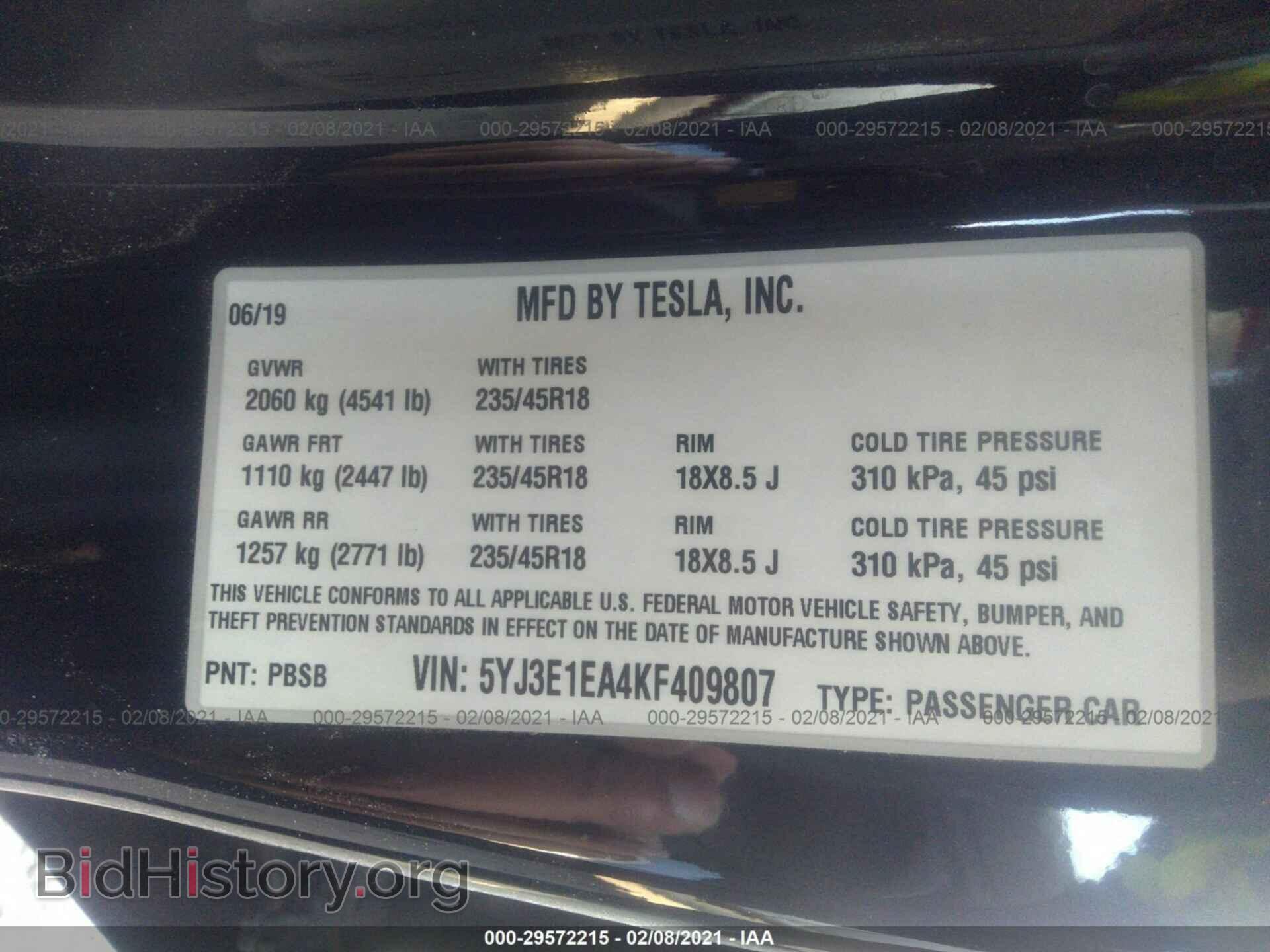 2019 TESLA MODEL 3 - VIN: 5YJ3E1EA4KF409807 - Photo 9