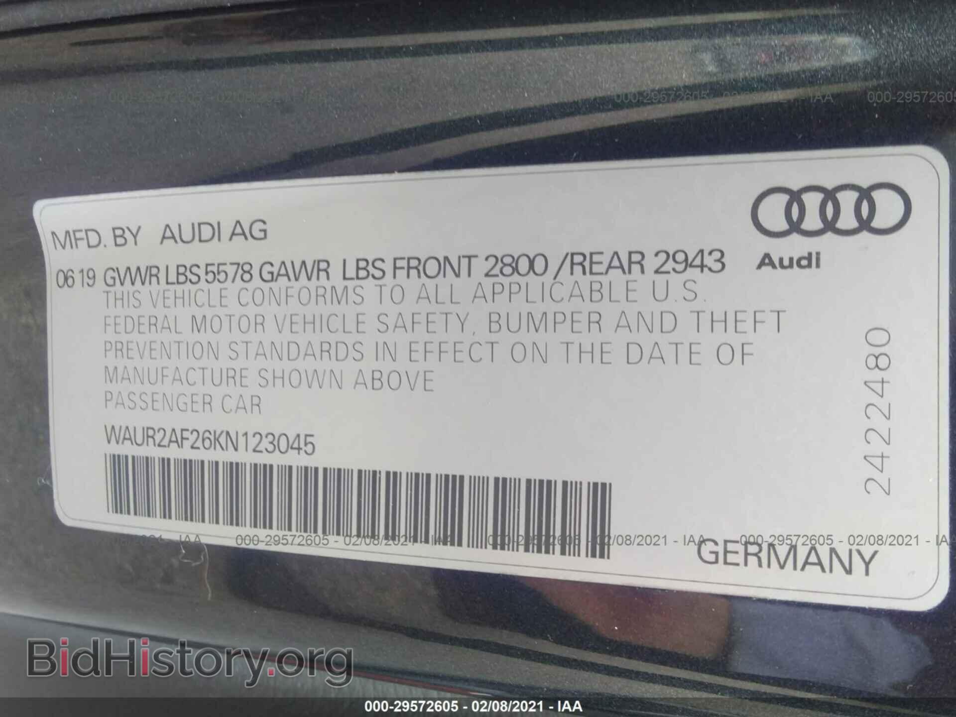 2019 AUDI A7 - VIN: WAUR2AF26KN123045 - Фото 9