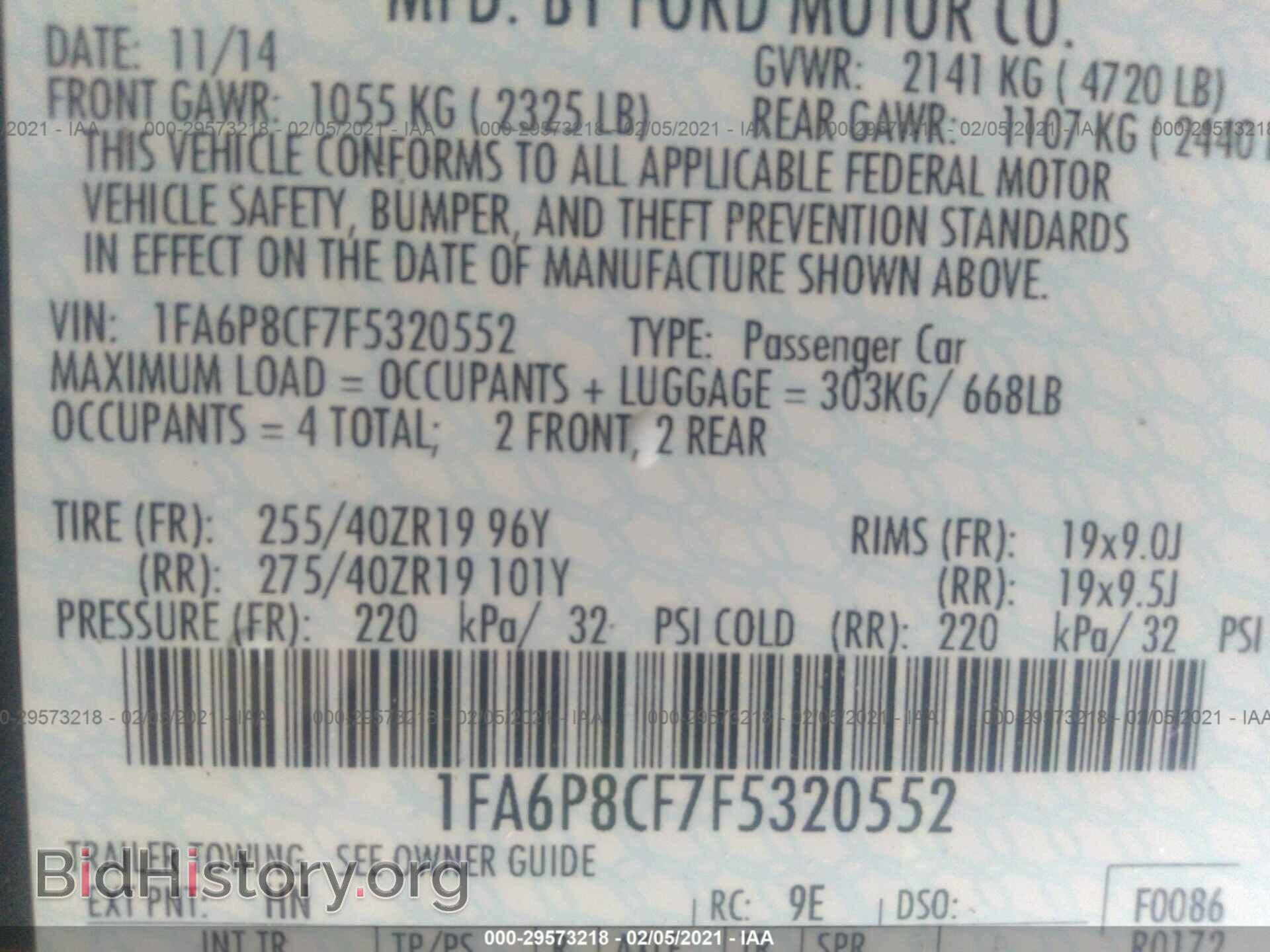 2015 FORD MUSTANG - VIN: 1FA6P8CF7F5320552 - Фото 9