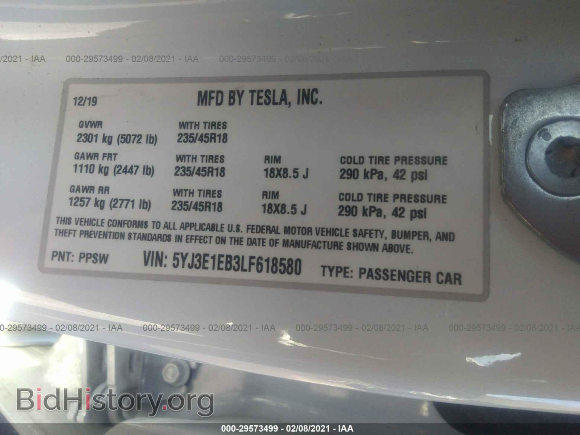 2020 TESLA MODEL 3 - VIN: 5YJ3E1EB3LF618580 - Photo 9