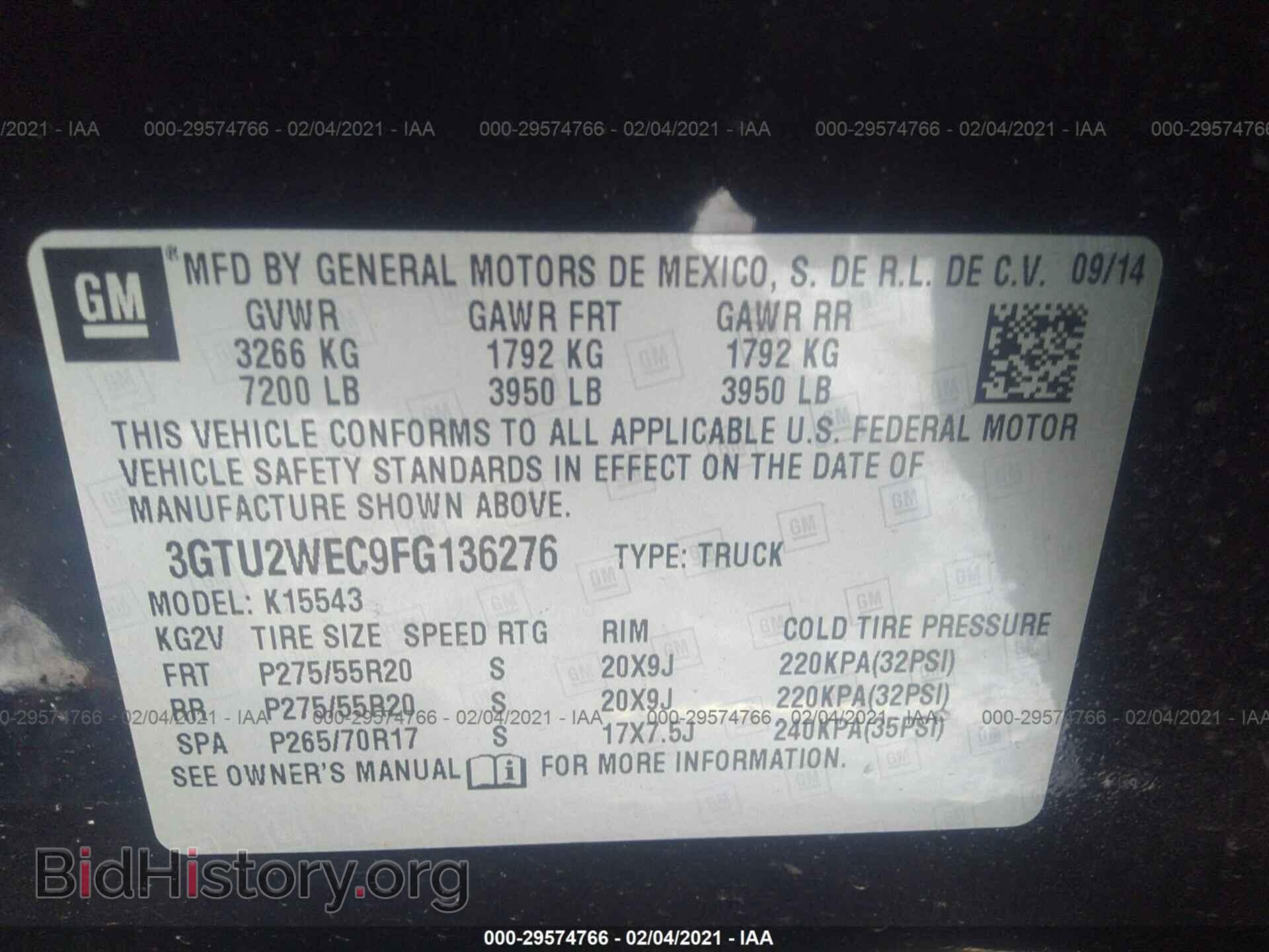 2015 GMC SIERRA 1500 - VIN: 3GTU2WEC9FG136276 - Фото 9
