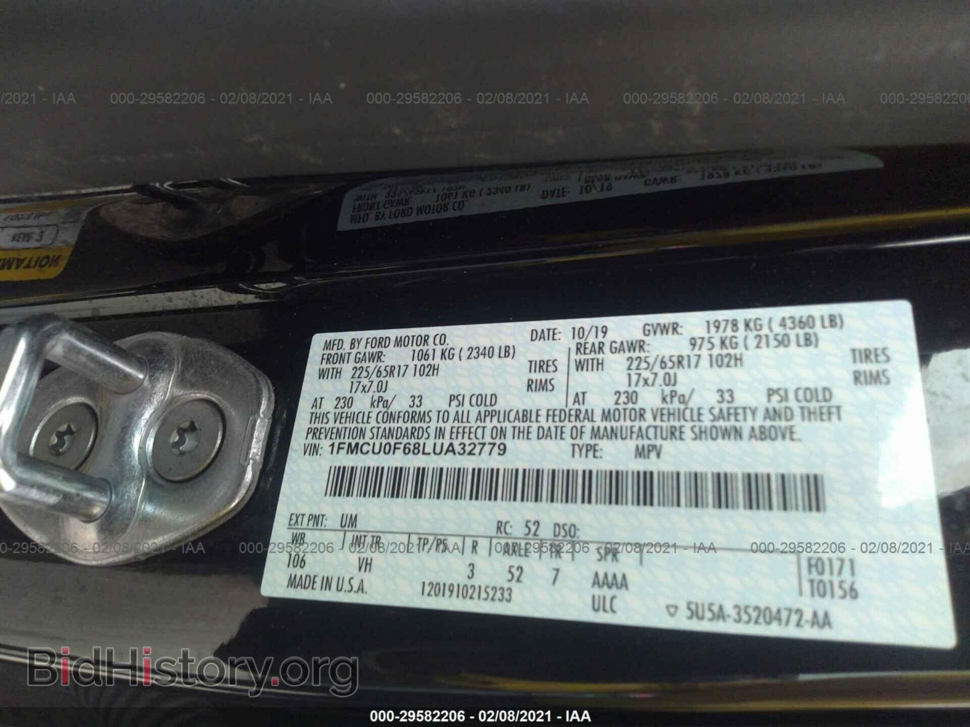 2020 FORD ESCAPE - VIN: 1FMCU0F68LUA32779 - Photo 9