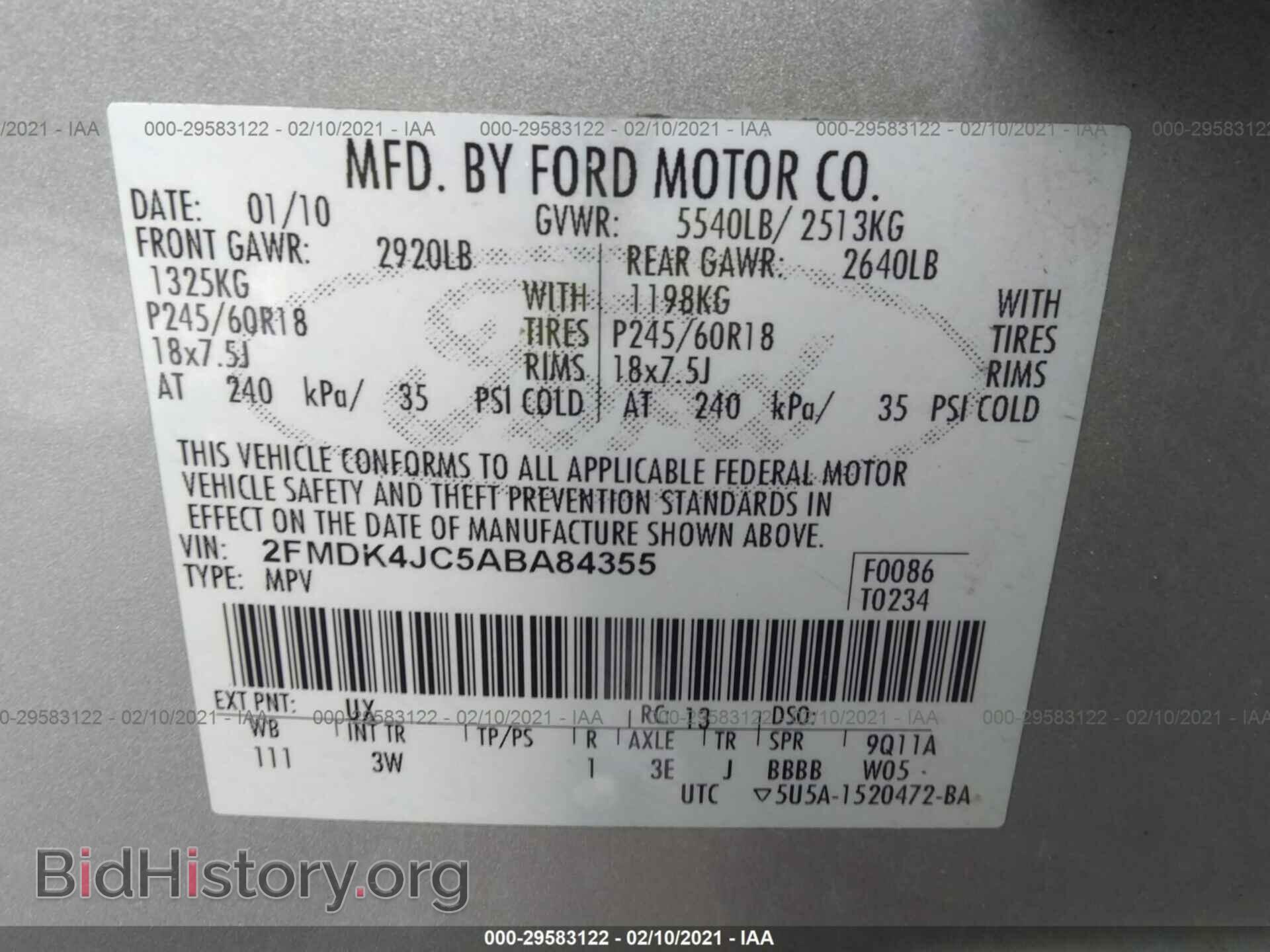 2010 FORD EDGE - VIN: 2FMDK4JC5ABA84355 - Photo 9