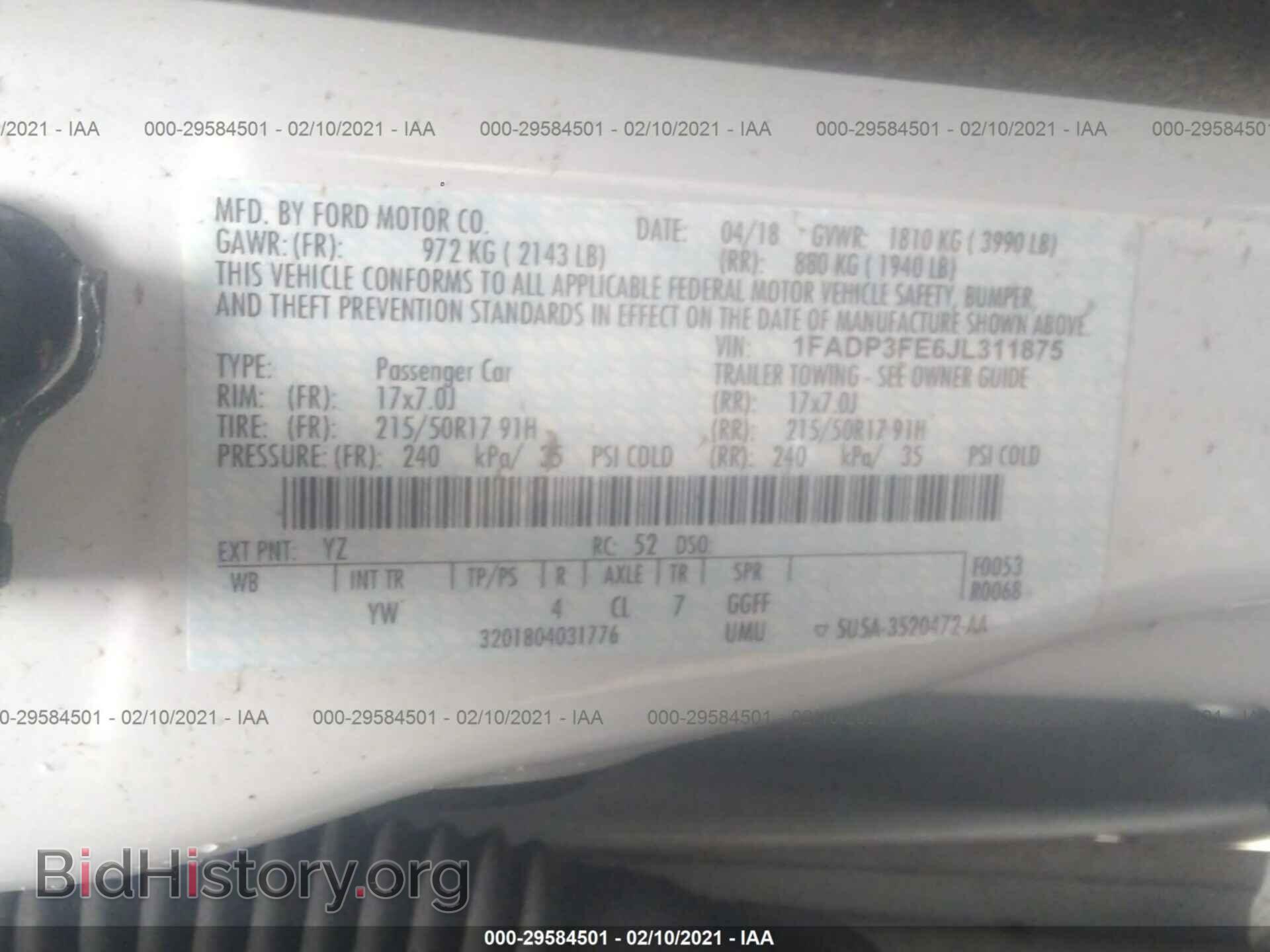 2018 FORD FOCUS - VIN: 1FADP3FE6JL311875 - Фото 9