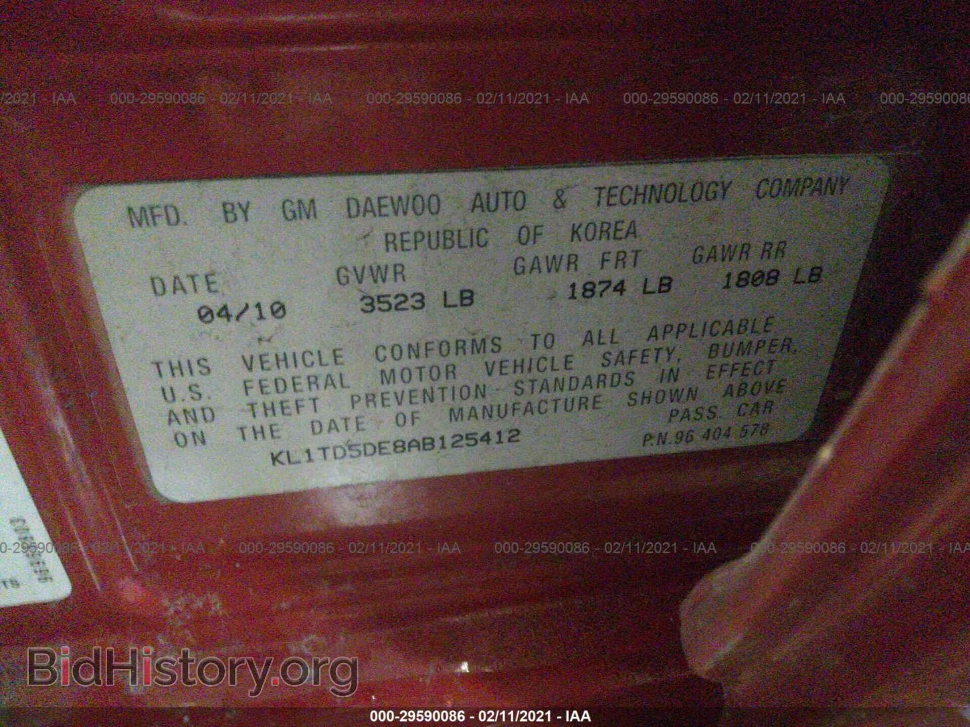 2010 CHEVROLET AVEO - VIN: KL1TD5DE8AB125412 - Фото 9