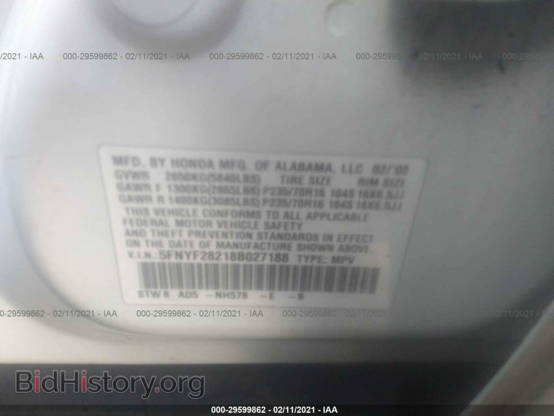 2008 HONDA PILOT - VIN: 5FNYF28218B027188 - Фото 9