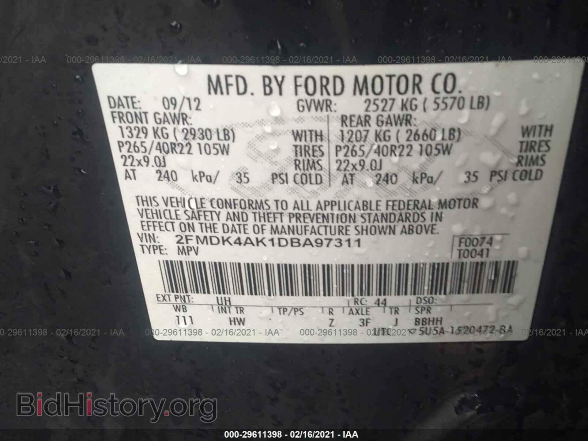 2013 FORD EDGE - VIN: 2FMDK4AK1DBA97311 - Фото 9