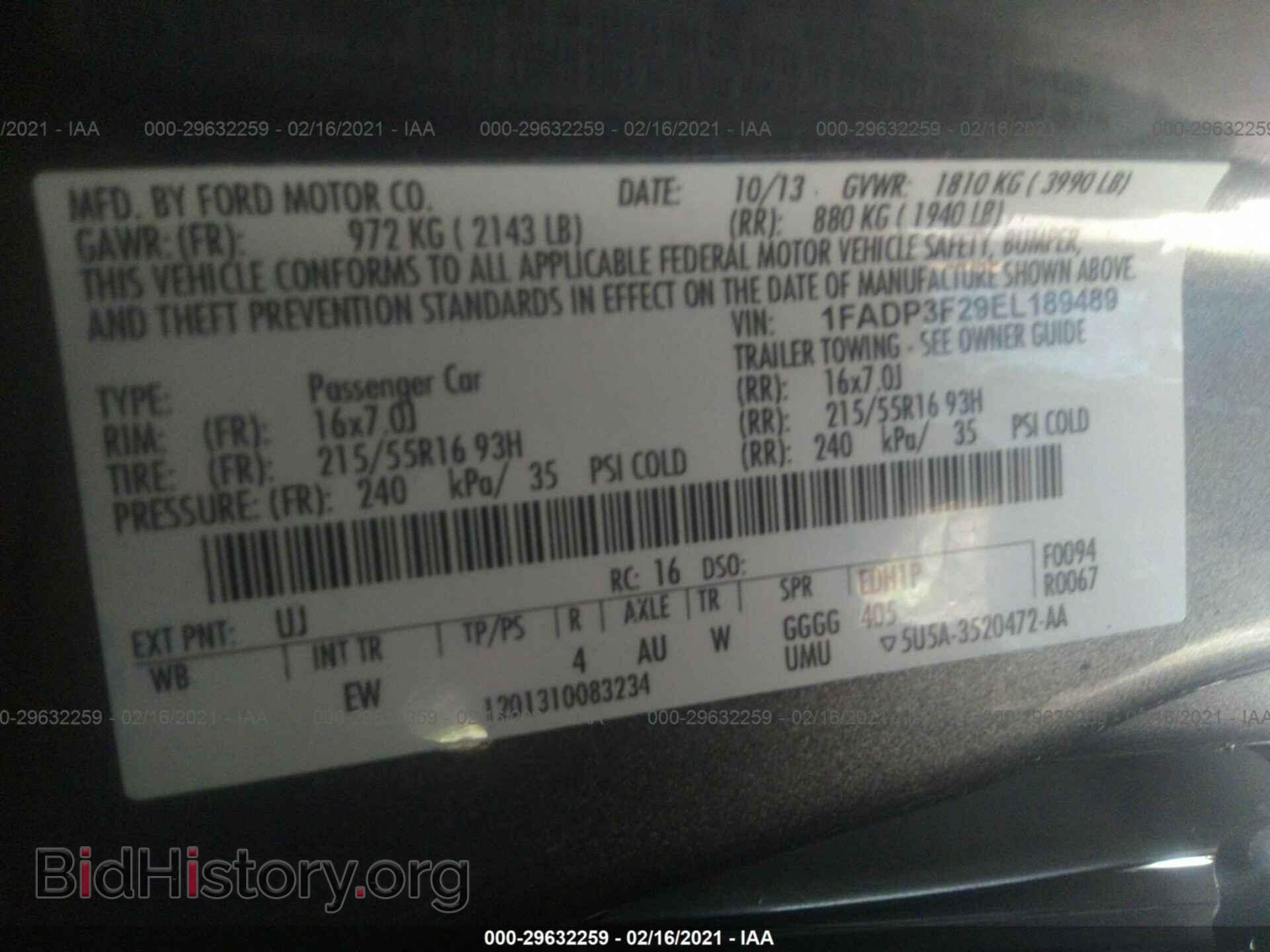 2014 FORD FOCUS - VIN: 1FADP3F29EL189489 - Фото 9