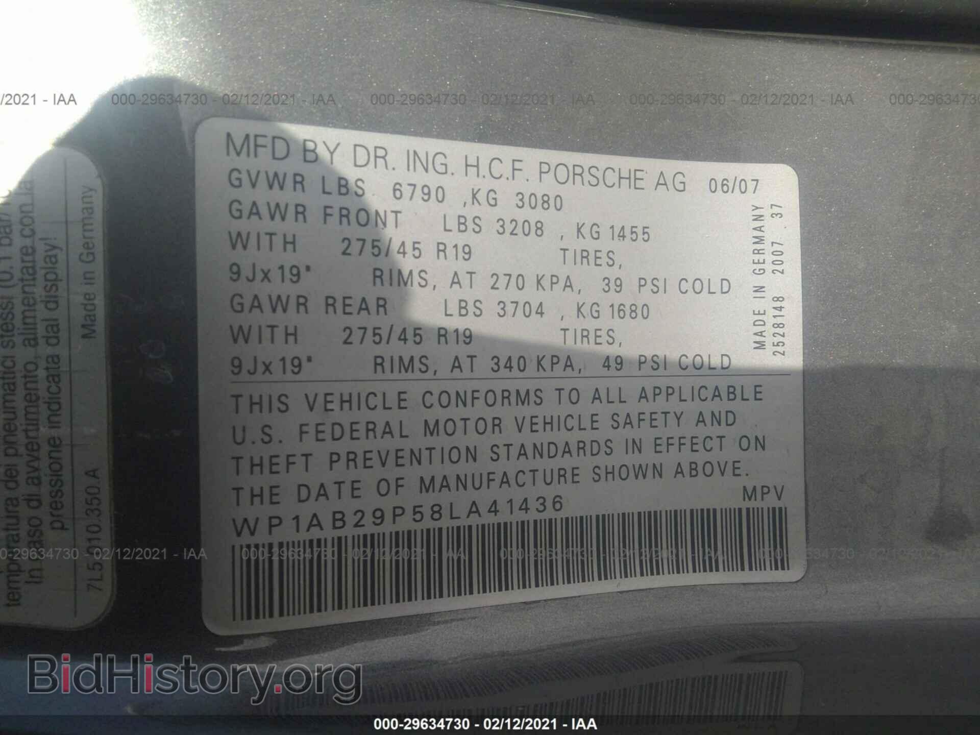 2008 PORSCHE CAYENNE - VIN: WP1AB29P58LA41436 - Фото 9