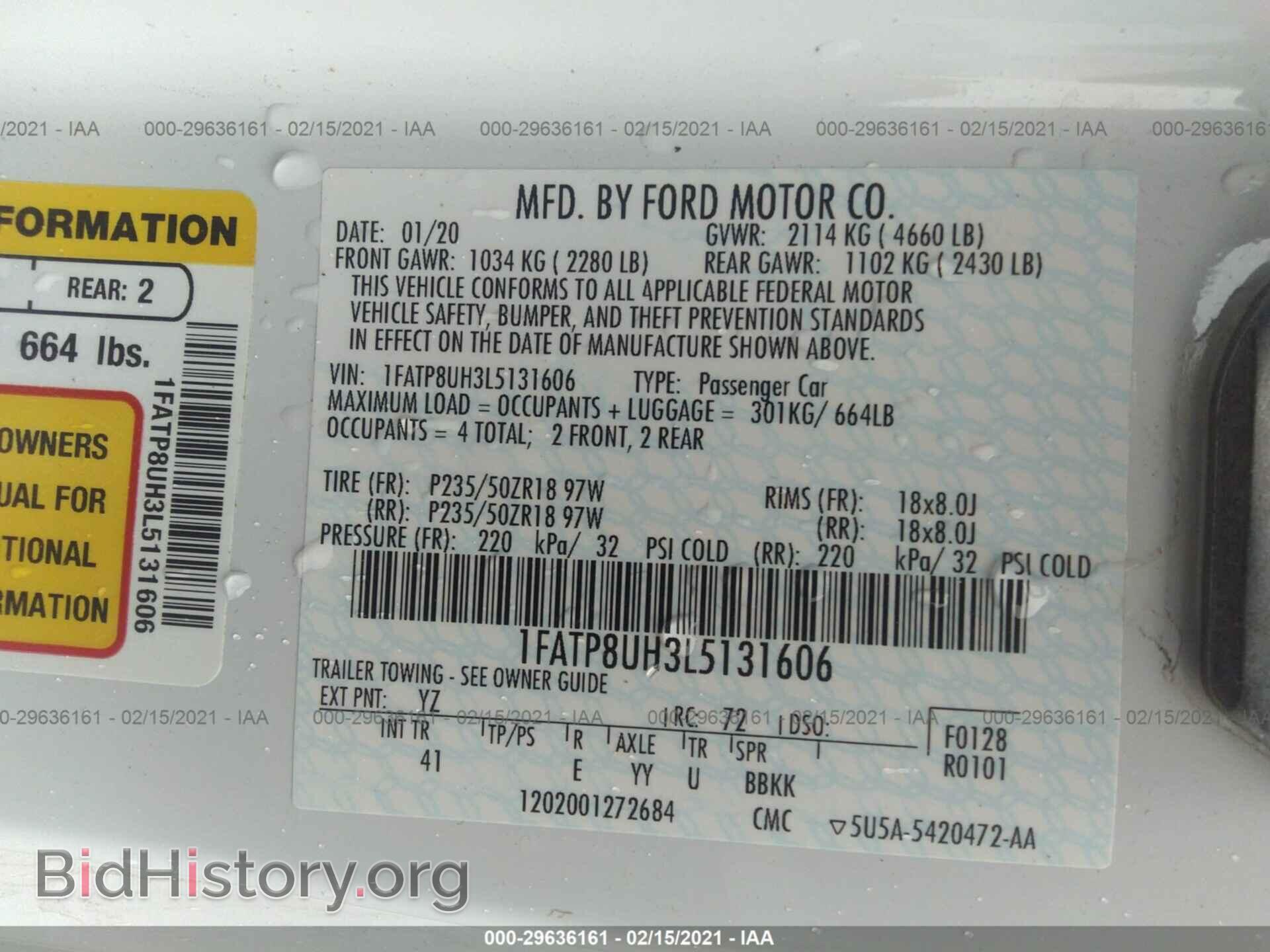 2020 FORD MUSTANG - VIN: 1FATP8UH3L5131606 - Фото 9