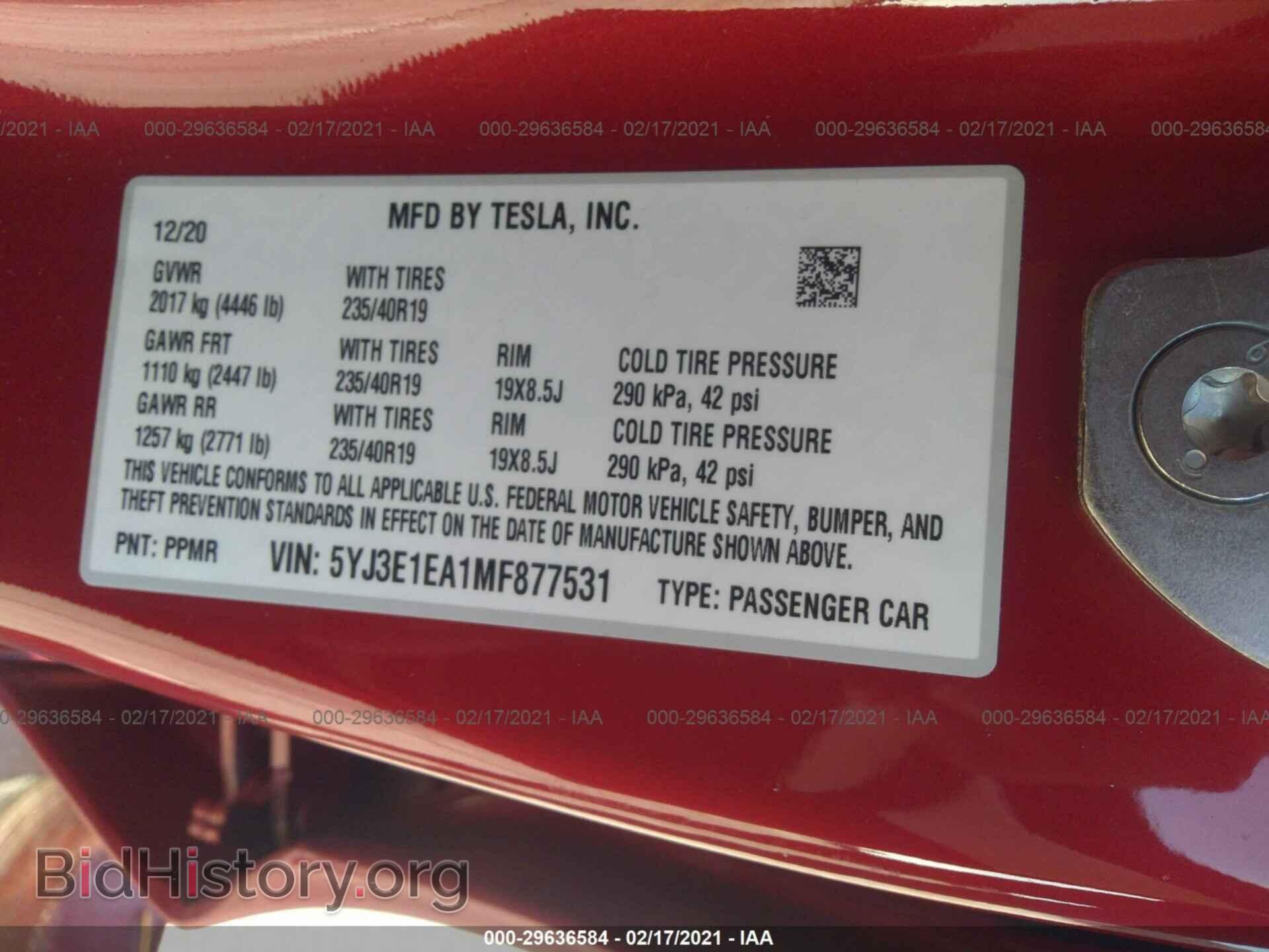 2021 TESLA MODEL 3 - VIN: 5YJ3E1EA1MF877531 - Фото 9