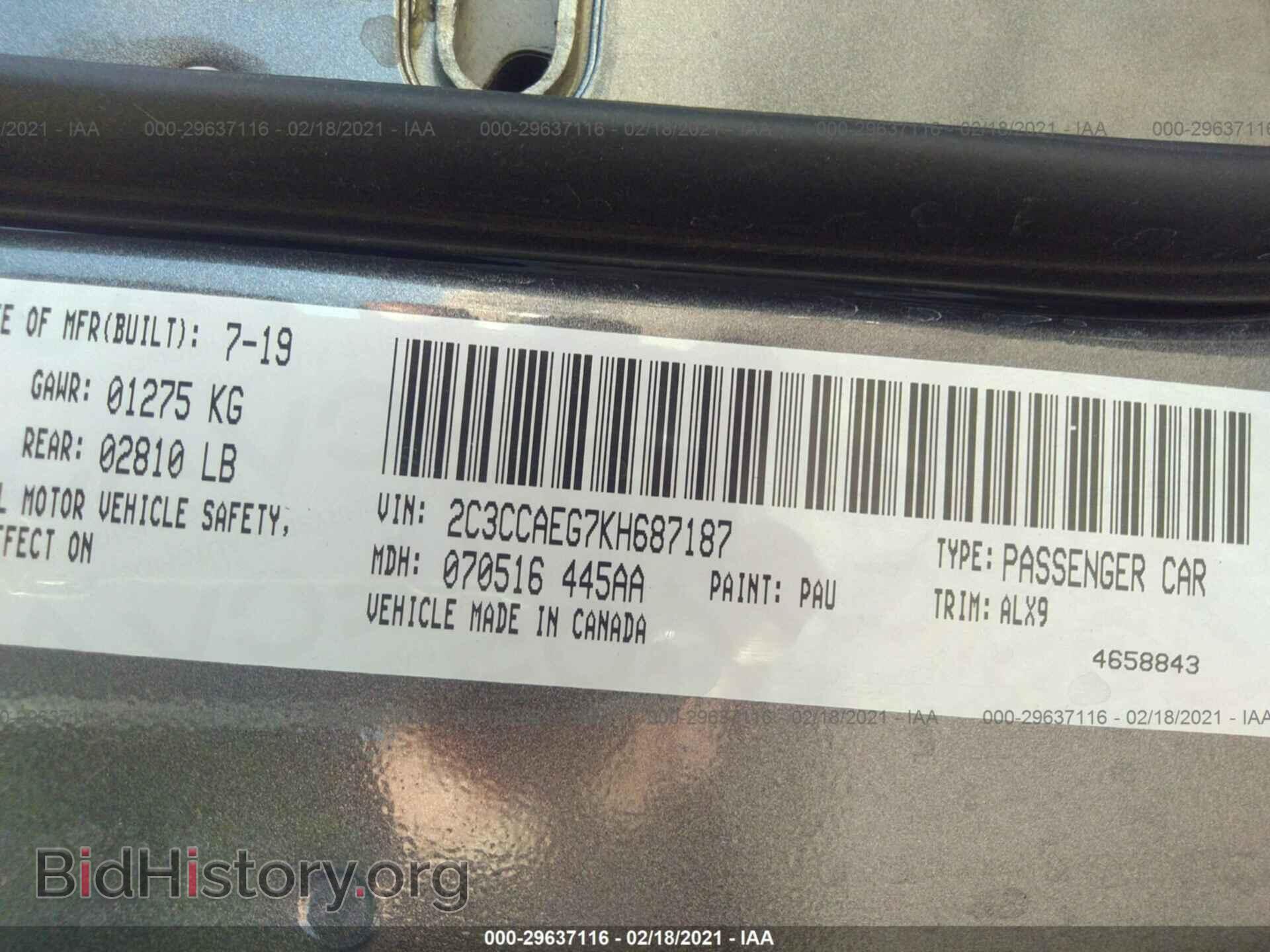 2019 CHRYSLER 300 - VIN: 2C3CCAEG7KH687187 - Photo 9