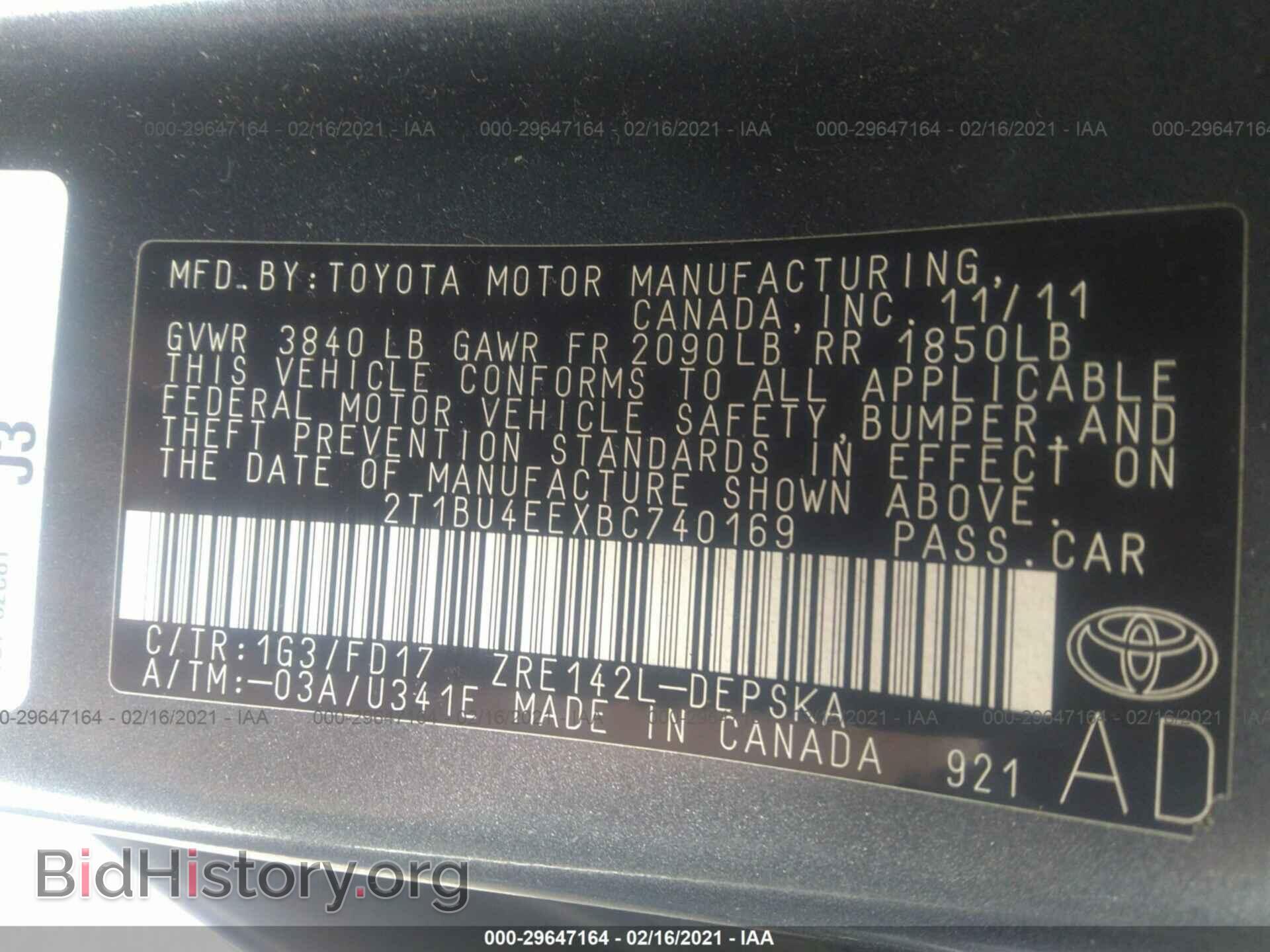 2011 TOYOTA COROLLA - VIN: 2T1BU4EEXBC740169 - Фото 9
