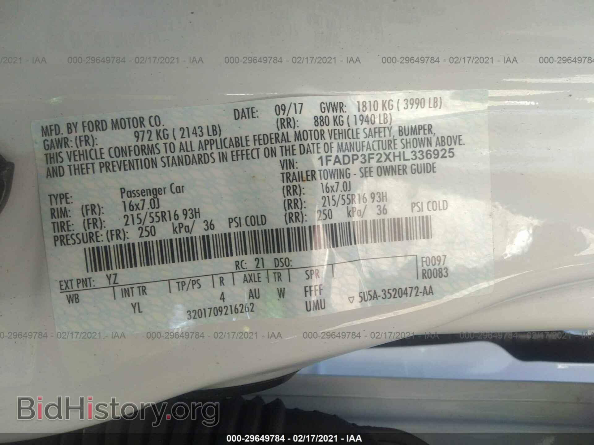 2017 FORD FOCUS - VIN: 1FADP3F2XHL336925 - Фото 9