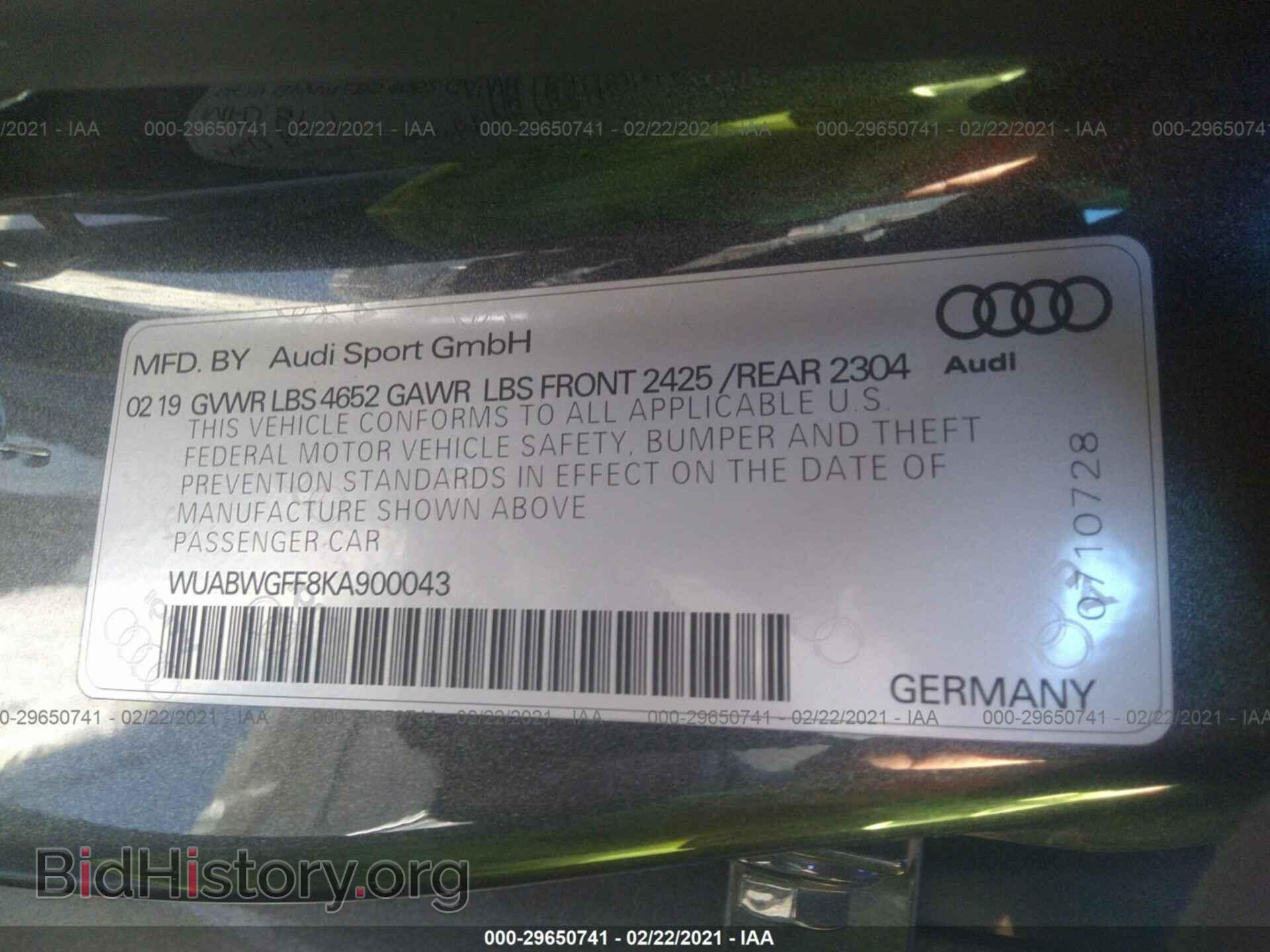 2019 AUDI RS 3 - VIN: WUABWGFF8KA900043 - Фото 9