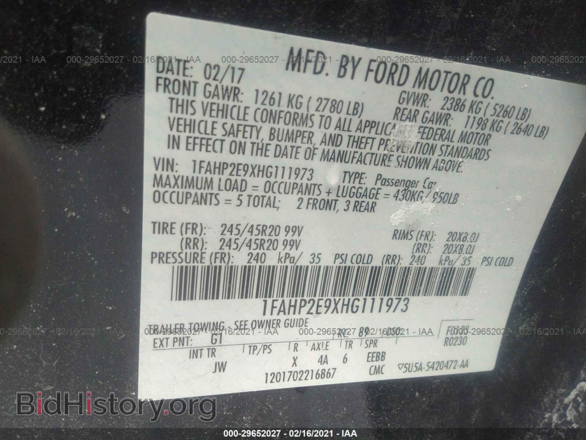 2017 FORD TAURUS - VIN: 1FAHP2E9XHG111973 - Photo 9